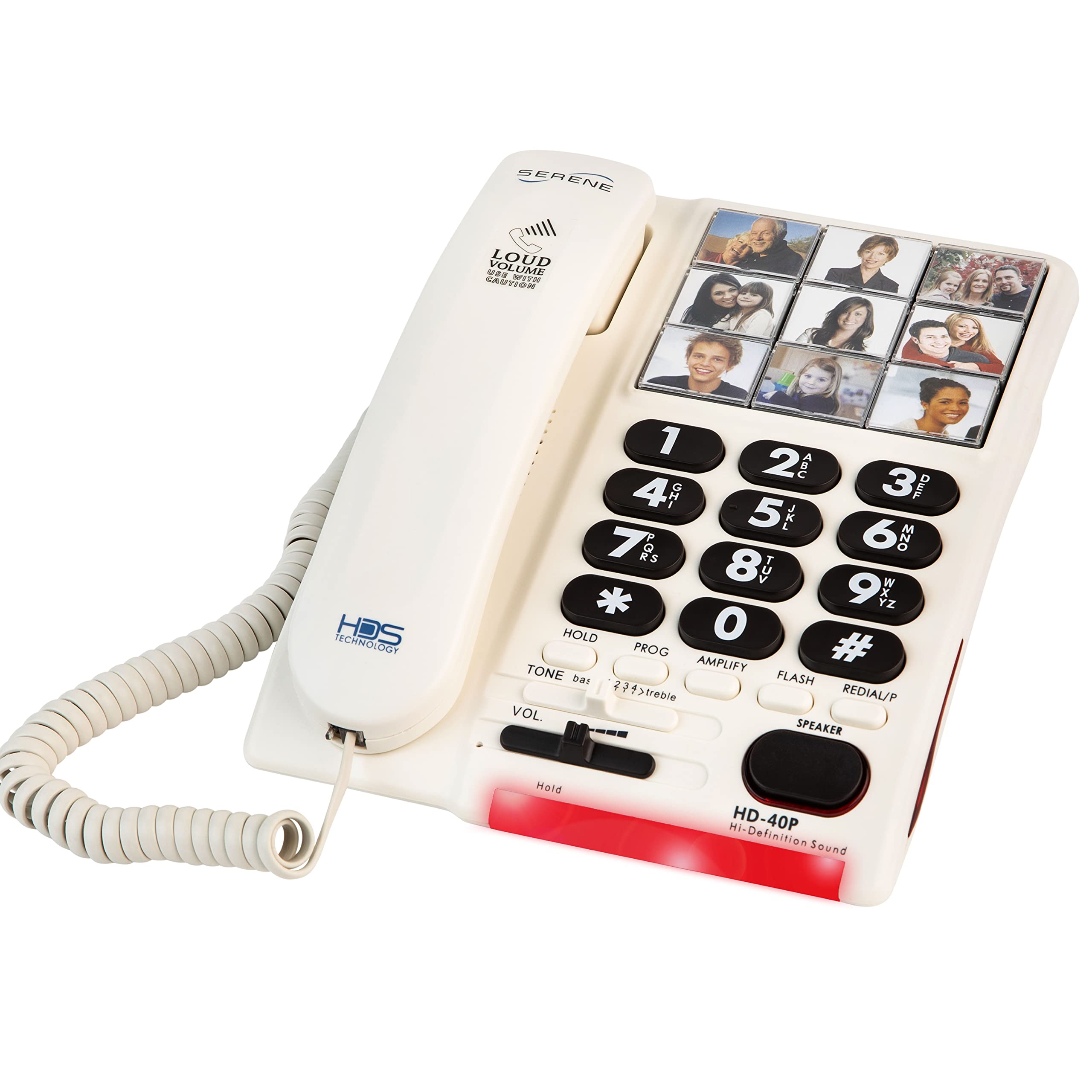 Serene Innovations Amplified Big Button Landline Phone for Seniors with Dementia - 26dB Home Phone with Photo Buttons - Hearing Impaired Telephone