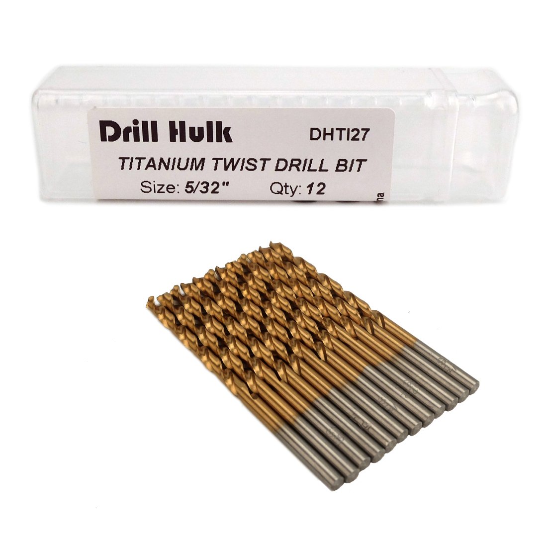 5/32-Inch Titanium Nitride Coated Drill Bit, Jobber Length, Pack of 12