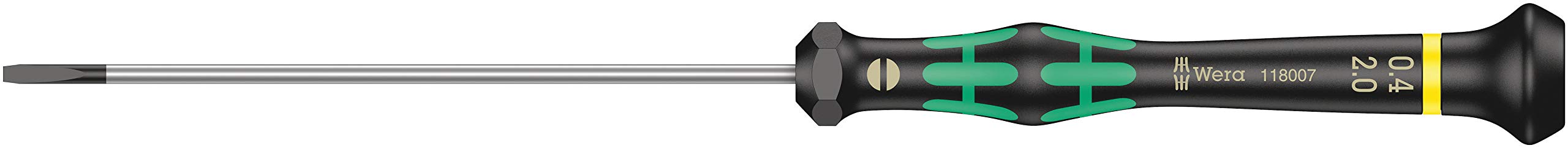 Wera 05118007001 Kraftform Micro 2035 Slotted Electronics Precision Screwdriver, 2mm Head, 100mm Blade Length, Black