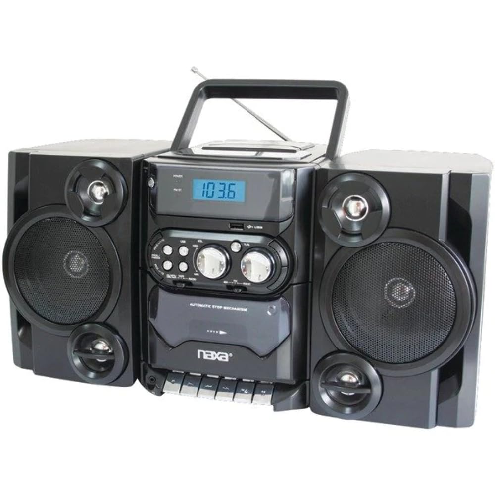 Naxa NPB-428 Mini Hi-Fi System - Black - CD Player, Cassette Recorder FM, AM