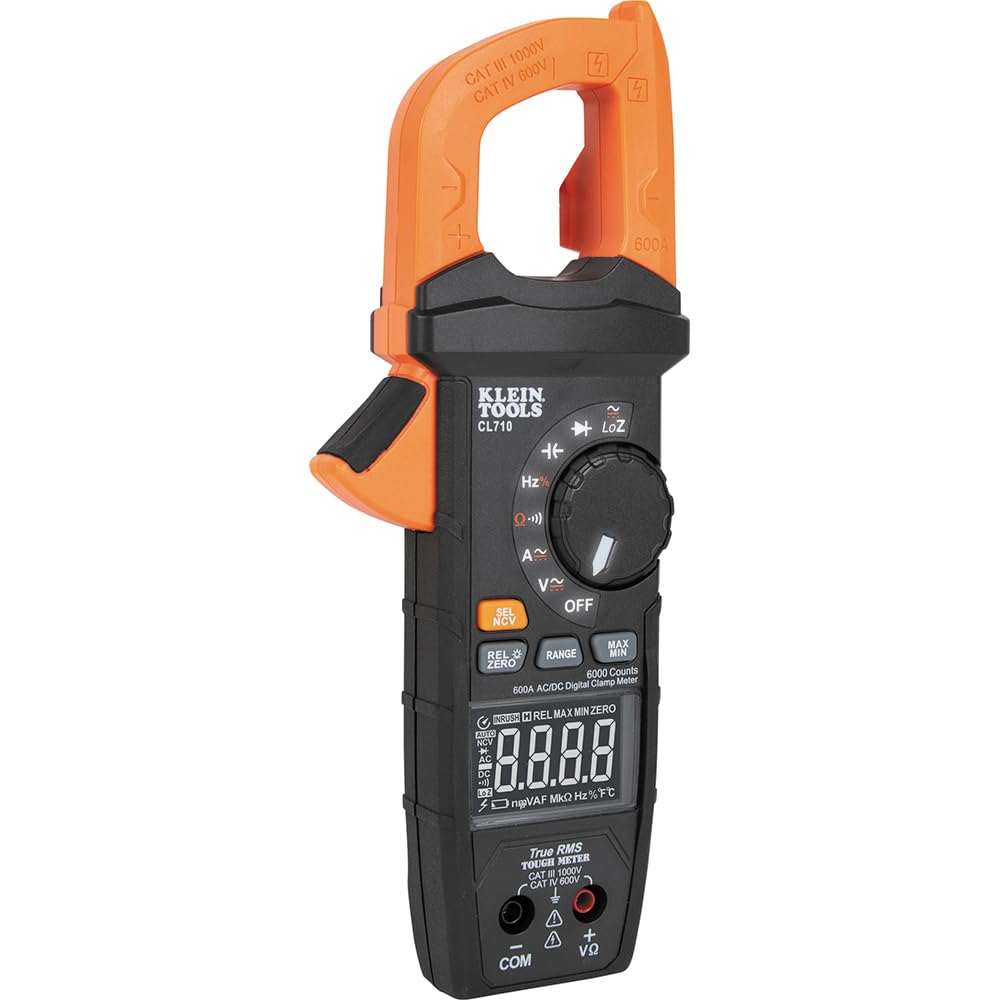 Klein Tools CL710 Digital Clamp Meter, Auto Ranging TRMS, AC/DC Volt/Current, LoZ, Continuity, Frequency, Capacitance, NCVT, More 1000V