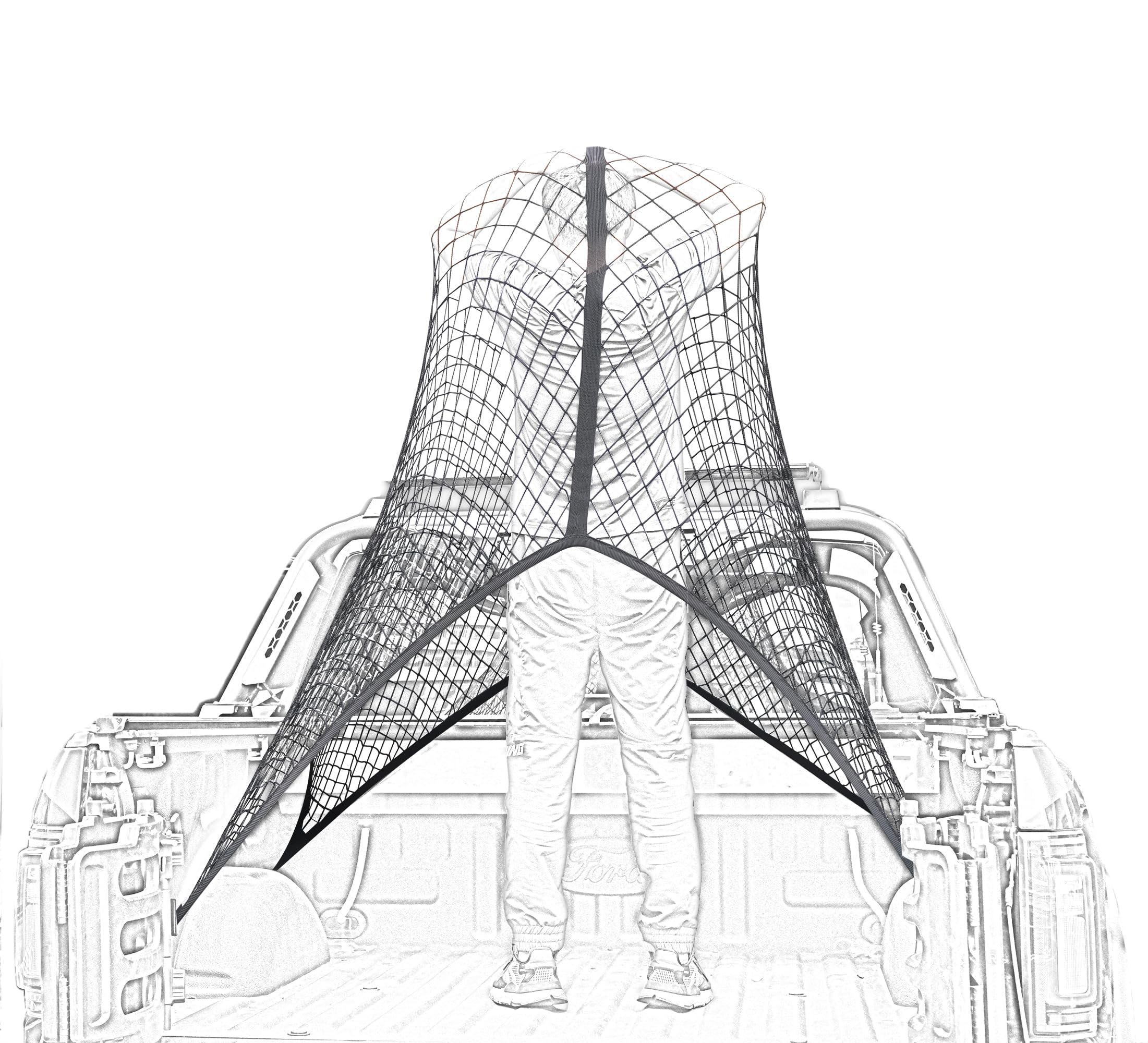 Highly Elastic Cargo Net, Simple Truck Bed Cargo Mesh Organizer, Suitable for 5ft - 6ft Standard Bed Trucks, 4'x4' Stretches to 7'x7' (Single Layer)