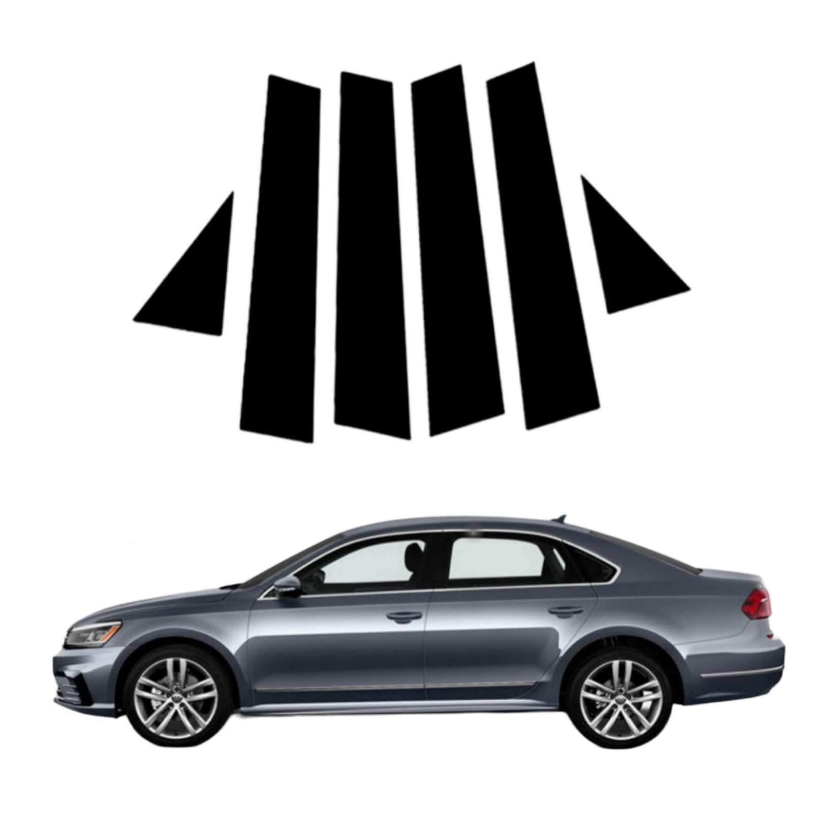 RONTCOS 6pc Gloss Black Pillar Posts Door Window Cover Trim Set for VW Passat Sedan 2011 2012 2013 2014 2015 2016 2017 2018 2019
