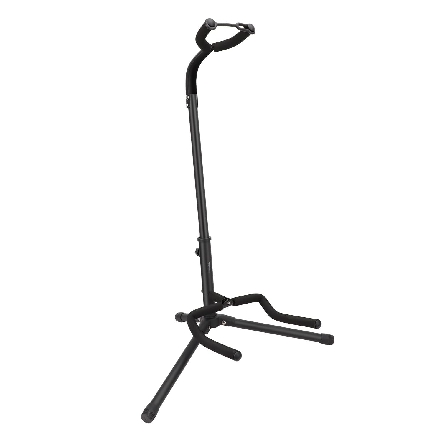 Amazon Basics Height Adjustable Foldable Guitar Stand with Secure Support, Padded Non-Slip Floor Stand for Acoustic, Electric, Bass and Banjos, Portable Display Stand, Black