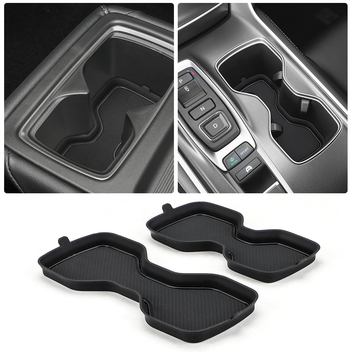 Auovo Cup Holder Inserts Coaster Compatible with Honda Accord 2018 2019 2020 2021 2022 Silicone Cup Mat Pad Car Interior Decoration (2-pcs kit, Black)