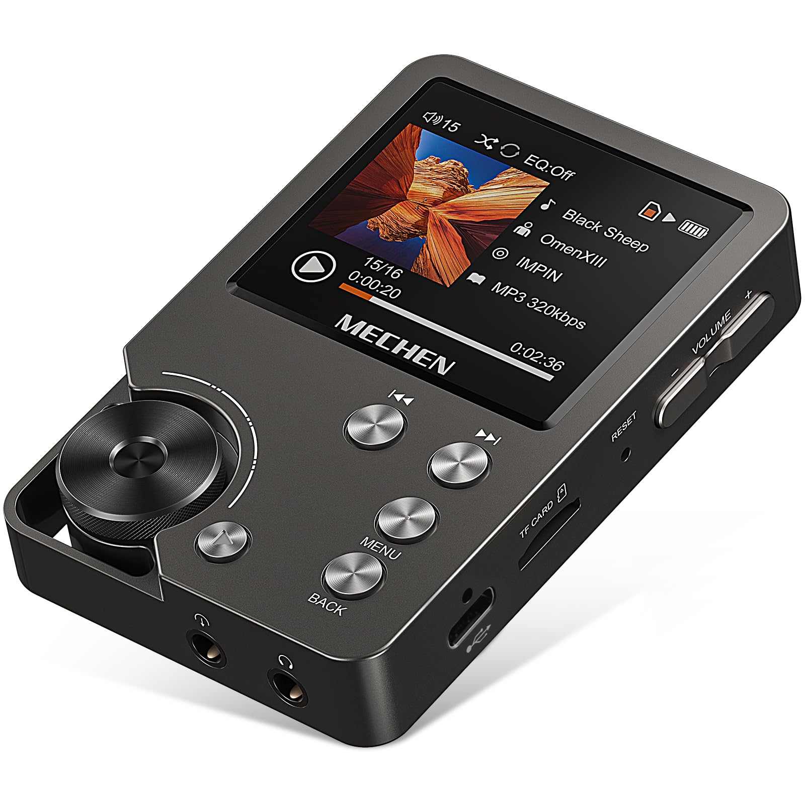 MECHEN M30 HiFi MP3 Player, Lossless DSD High Resolution Digital Audio Music Player, High-Res Portable Audio Player with 64GB Memory Card (Gray)