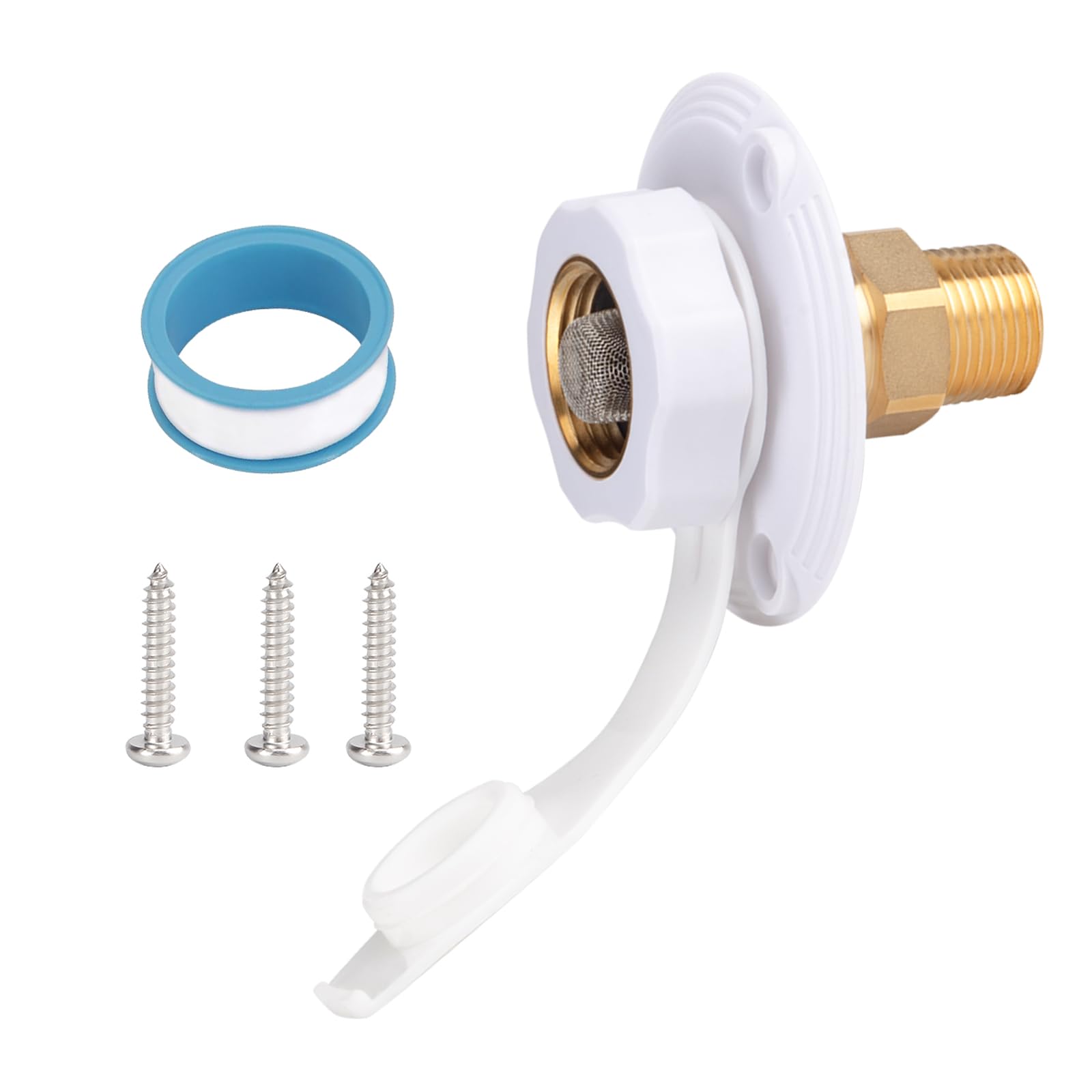 BFXM RV City Water Inlet with Check Valve – RV Water Inlet Connection, RV Water Fill Inlet with 3/4" NH Female to 1/2" NPT Male, Ideal for RVs, Travel Trailers, Camping, and Boats in White