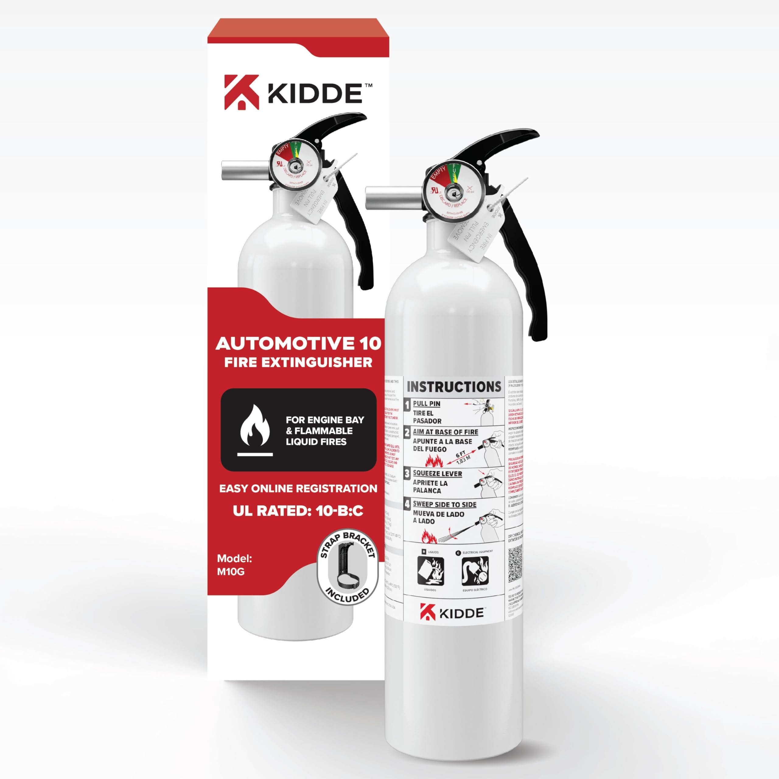 Kidde Auto 10 Fire Extinguisher for Cars and Trucks, 10-B:C, M10G