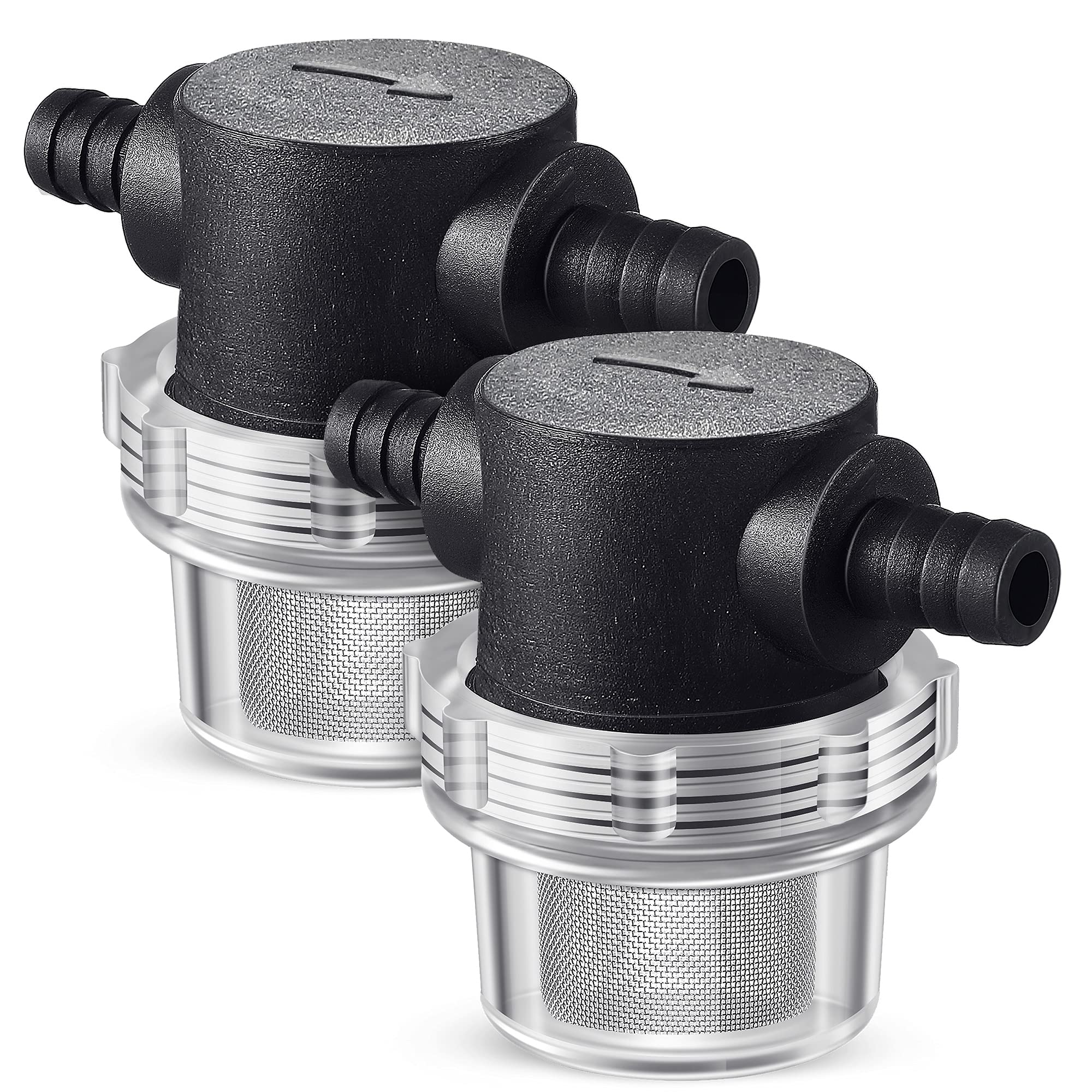 2 Pieces Water Pump Strainer 3/8 ID Hose Barb with Mesh Filter Screen