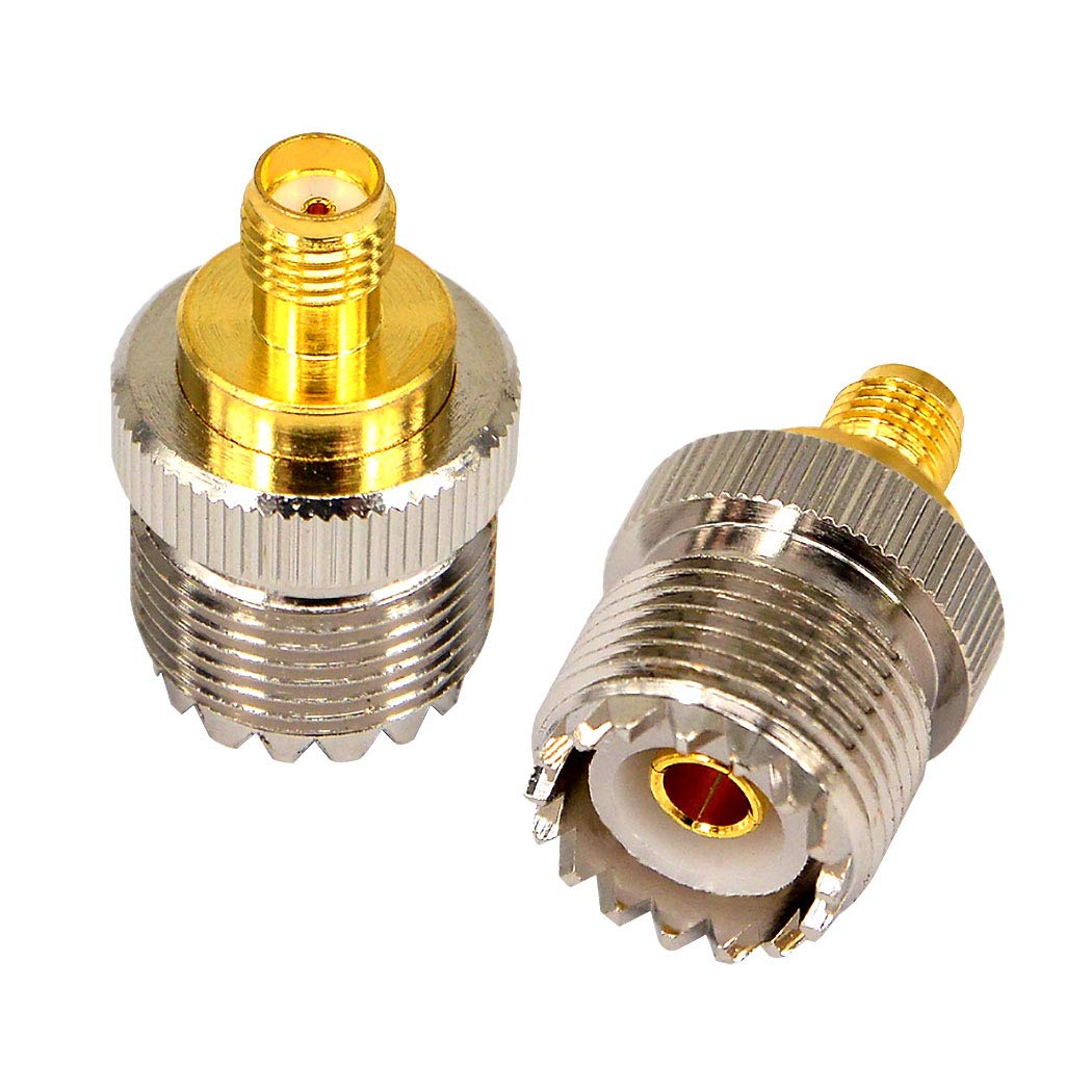 onelinkmore SMA Female to SO239 Adapter (PL-259 Female) Two Way Radio Coax Adapter UHF Kits Connector for Baofeng CB Radio Walkie Talkie SDR UV-5R Series Handheld Radio Base Station Antenna Pack of 2