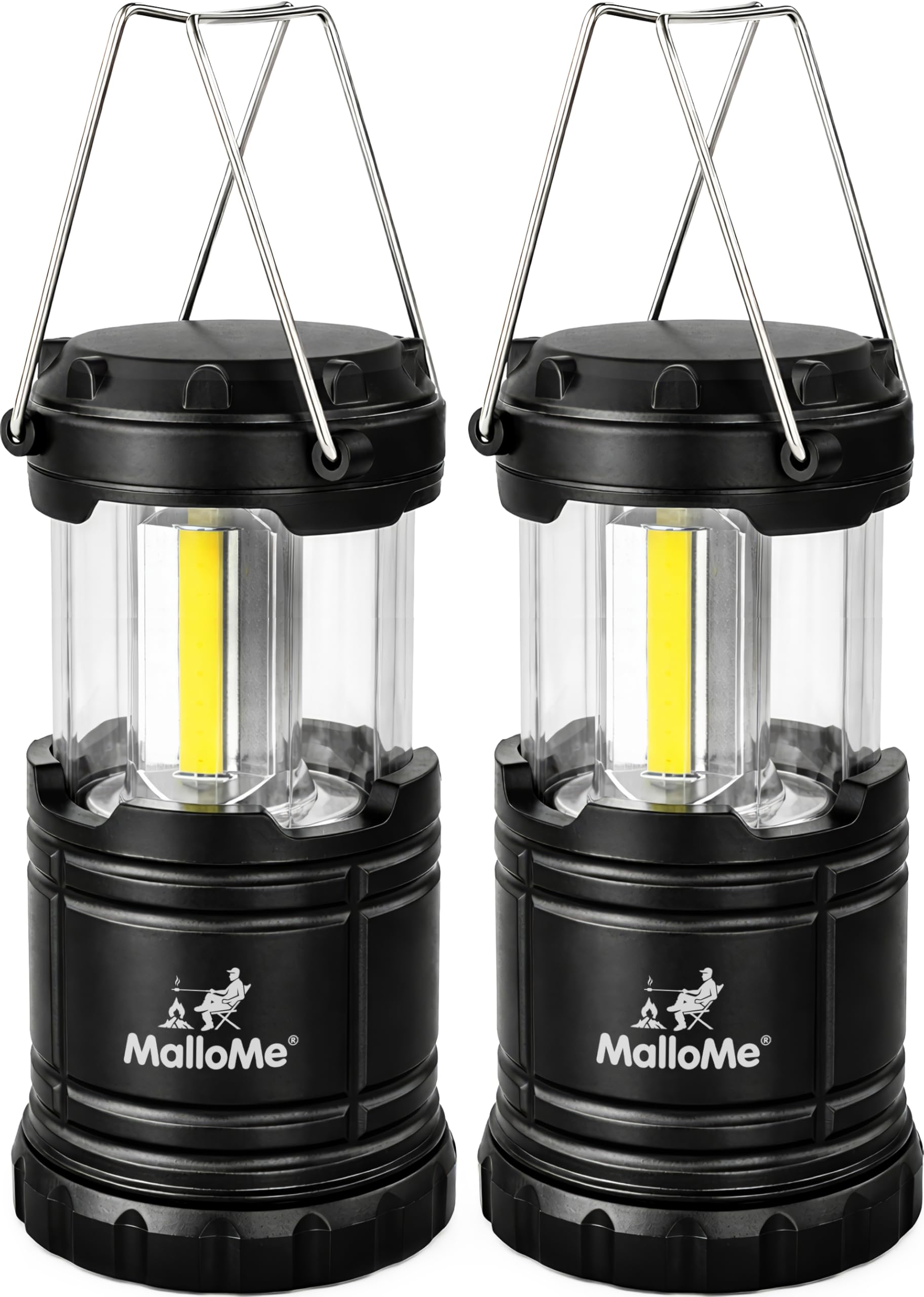 MalloMe Camping Lights LED Lantern Flashlights, Battery Operated Lamp Tent Lanterns for Power Outages, Camping Essentials Outdoor,Home,Emergency Gear, Hurricane Survival (3 AAA batteries not included)