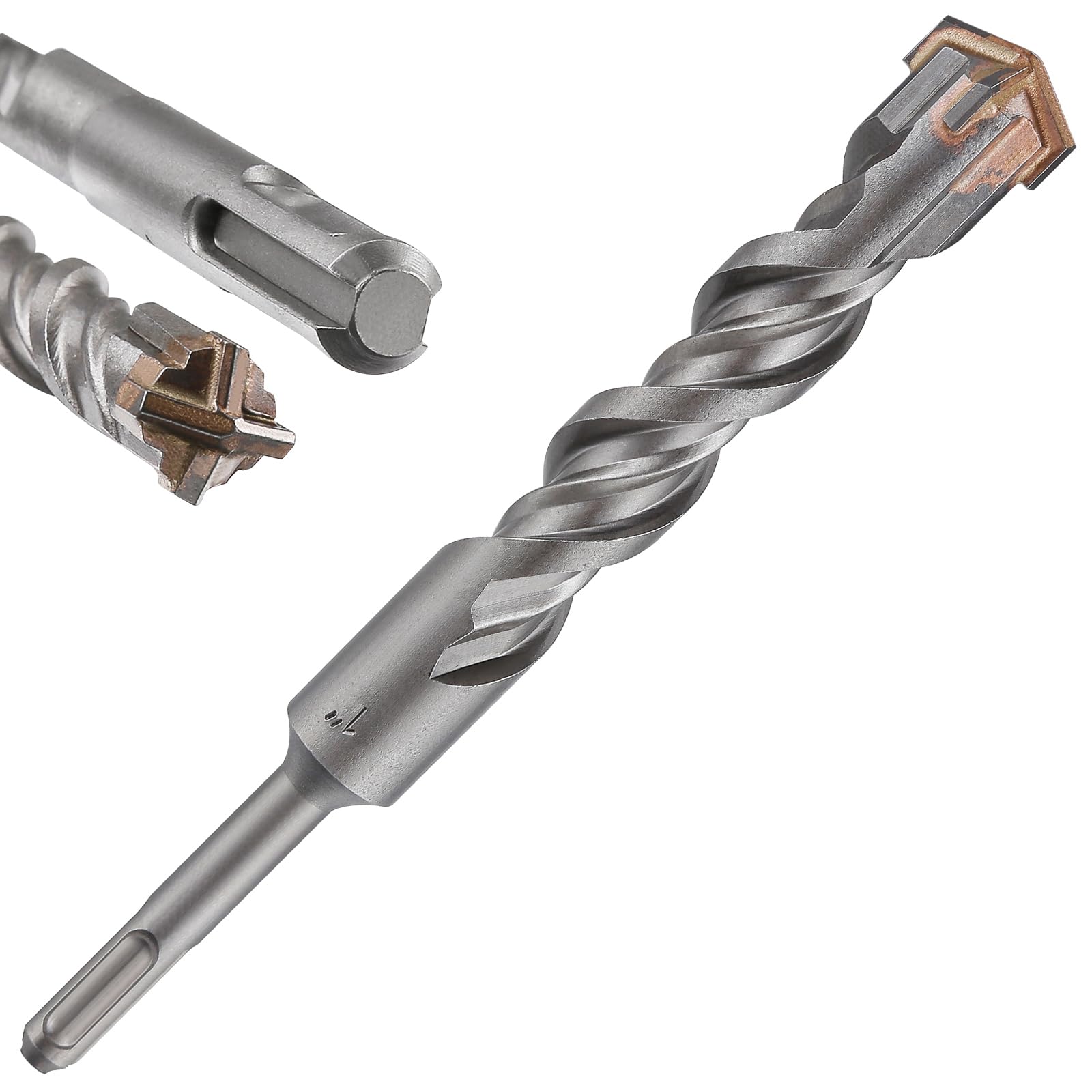 Wensilon 1pc 1" X 8"-6" Cross-Type Double Thread Carbide Drill Bit for Concrete, Brick, Stone, Hammer Drill