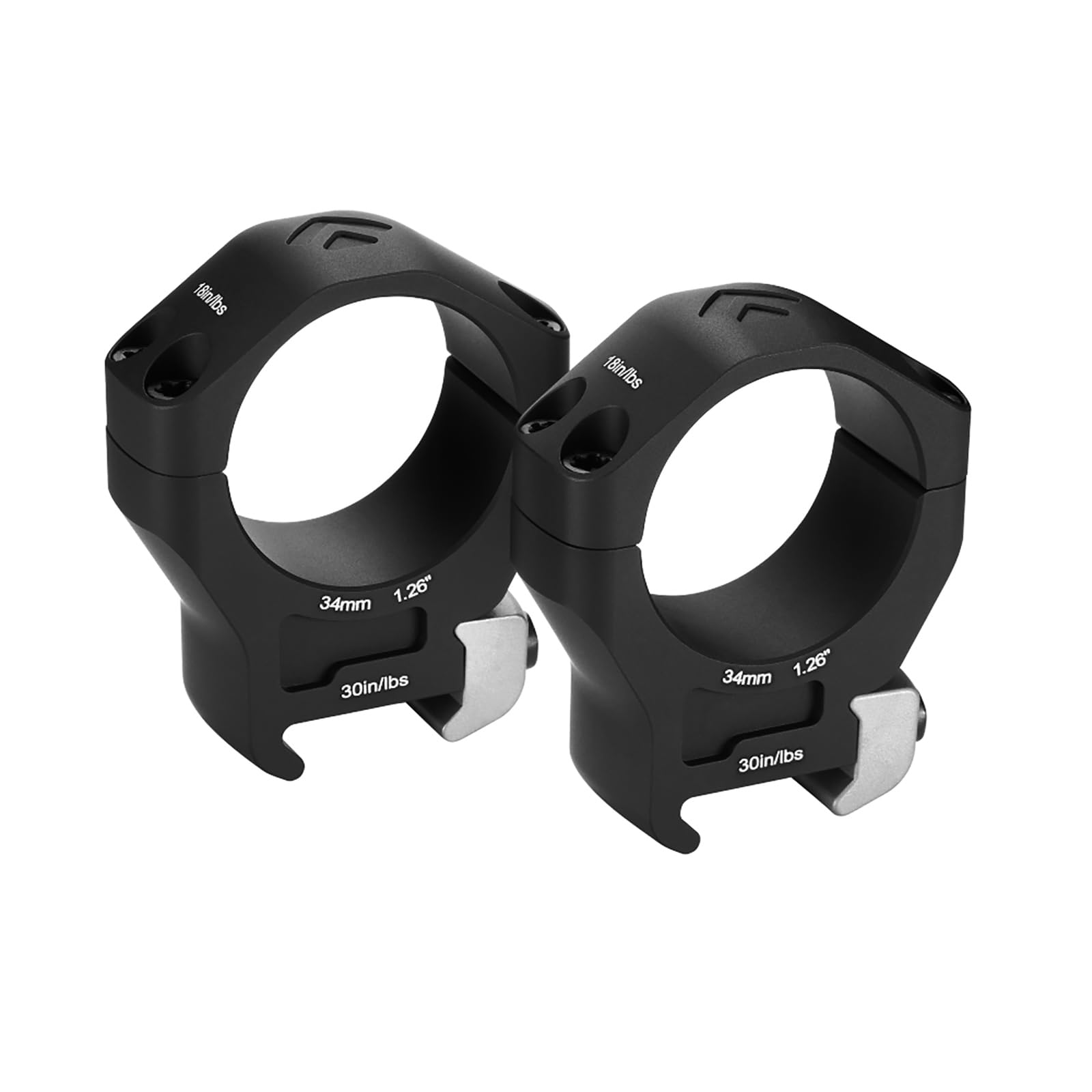 Arken Optics（34mm 1.26" Halo Ti™ Titanium Rifle Scope Rings Precision CNC Machined from 7075 T6 Aluminum & Titanium for MIL-STD Picatinny Rails