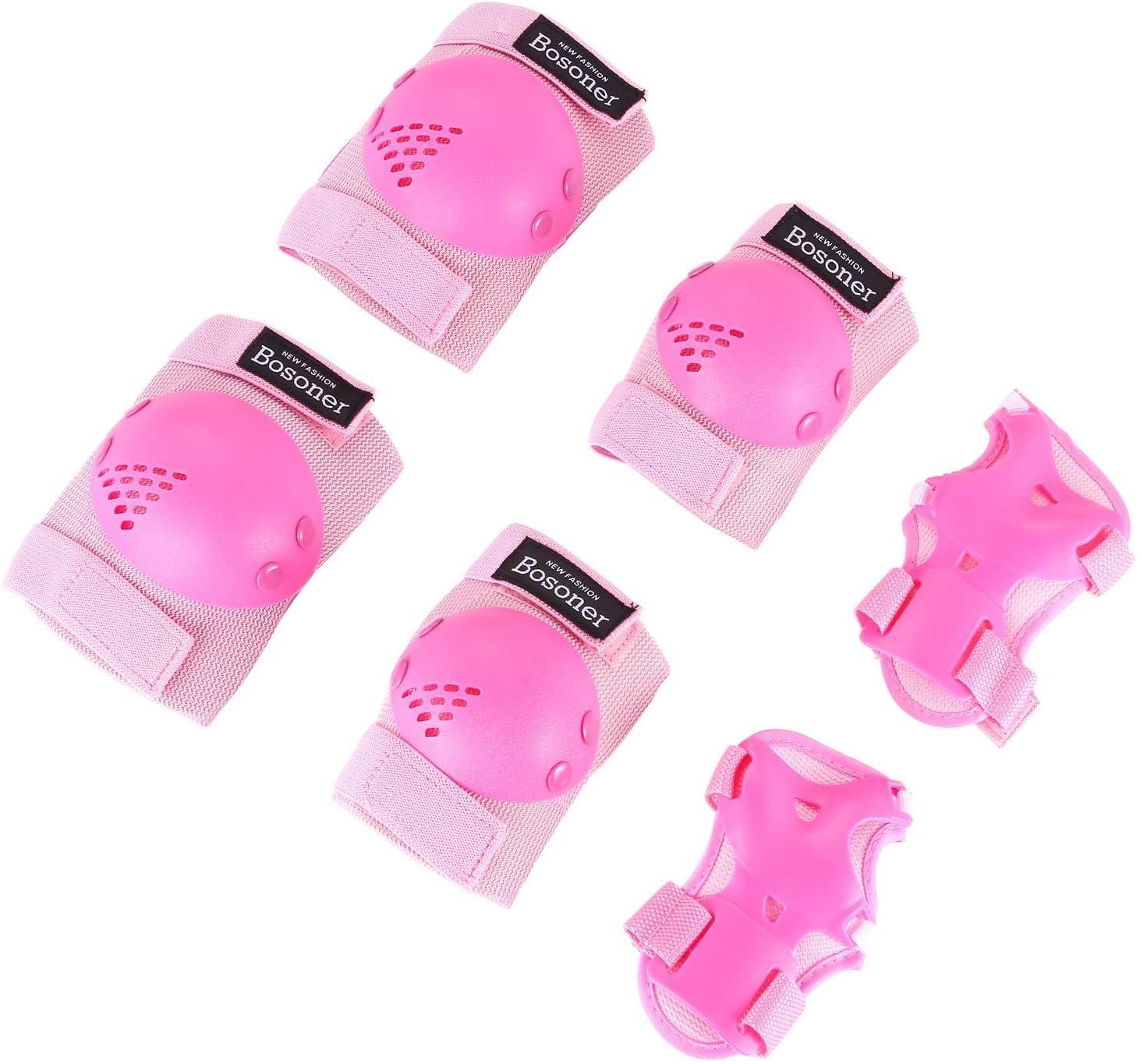 BOSONER Kids/Youth Knee Pads Elbow Pads Wrist Guards Set for 3-15 Years, Child Protective Gear Set for Multi-Sports Outdoor, Roller Skates, Cycling, BMX Bike, Skateboard, Inline Skating, Scooter