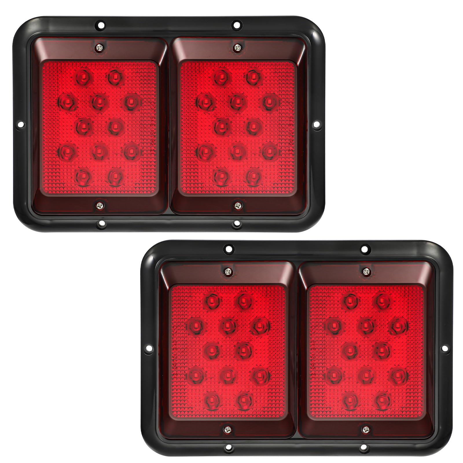 Partsam 2X Double RV Trailer Camper Tail Lights 24-2835 LED Horizontal Vertical Surface Mount Double Trailer Light Taillight Red Lens Red Light Black Base 12V IP67 Waterproof