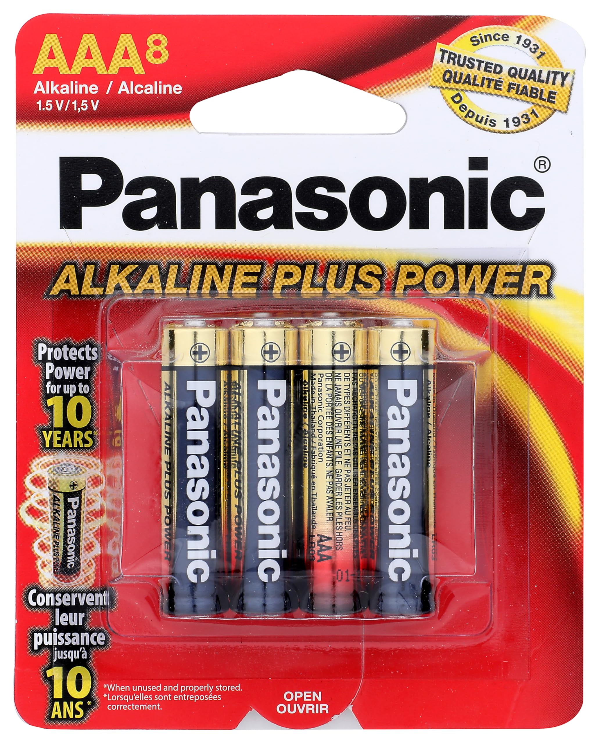 Panasonic AM4PA8B Aklaline Size AAA Plus Power (8-Pack)