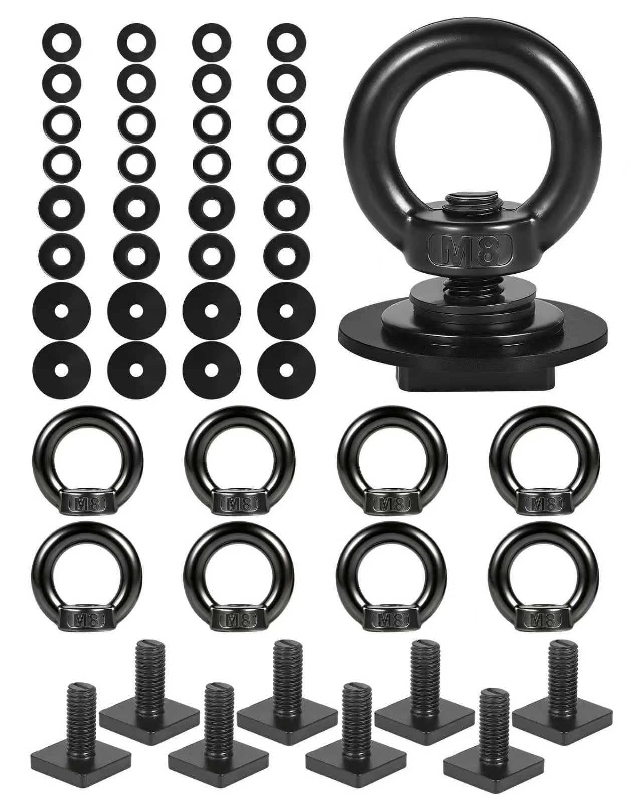 T Track Mount Tie Down Anchor for Roof Rack, M8 Heavy Duty Ring Shaped Eye Bolt, Stainless Steel T Bolt Eye Nut Tie Down Rings for Holding Bungee Cord, Ropes, Hooks