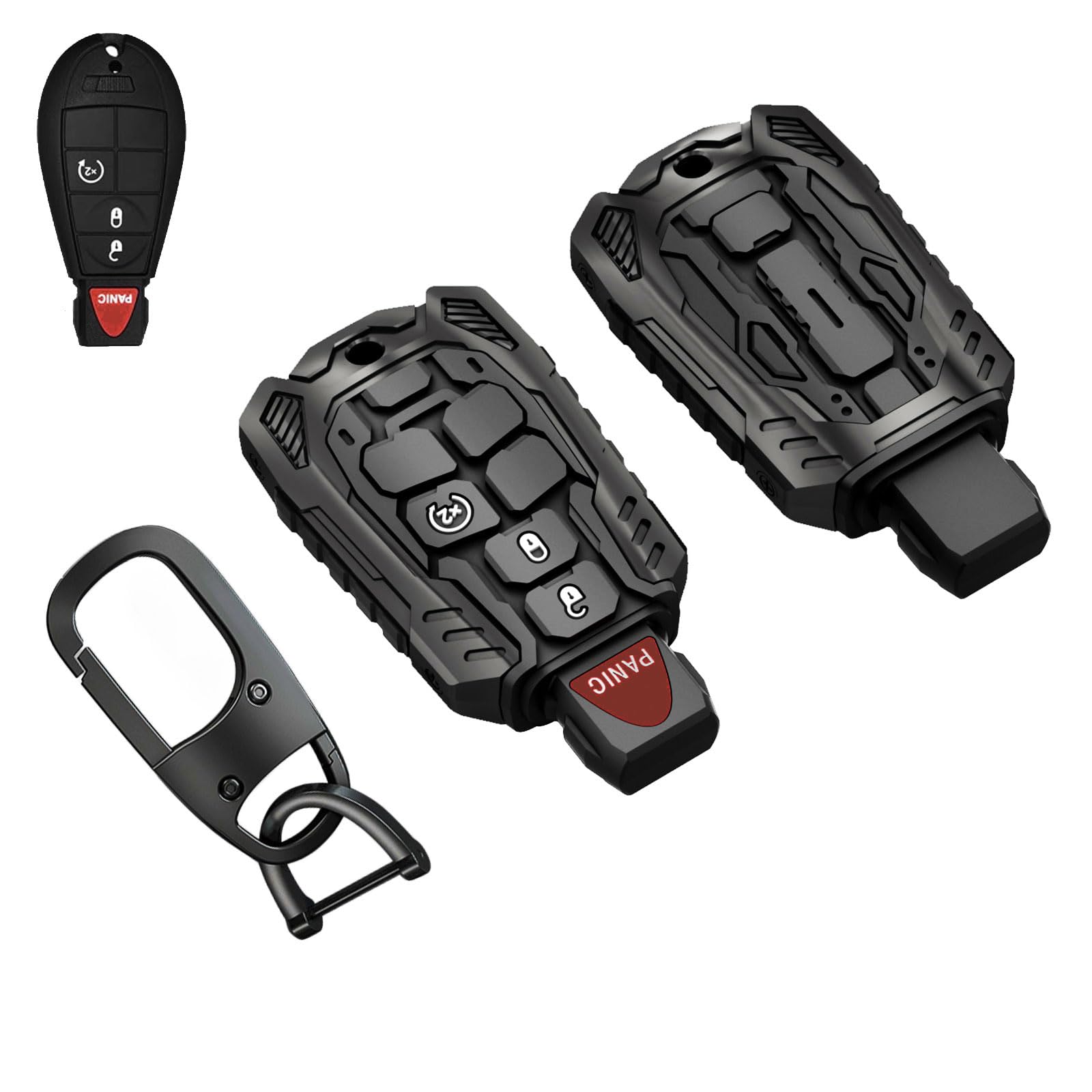 Heavy Duty Zinc Alloy Key Fob Cover, Accessories, Key Fob Case, Keychain Compatible with 2008 2009 2010 2011 2012 2013 2014 2015 2016 2017 2018 Dodge Ram 1500 2500 3500