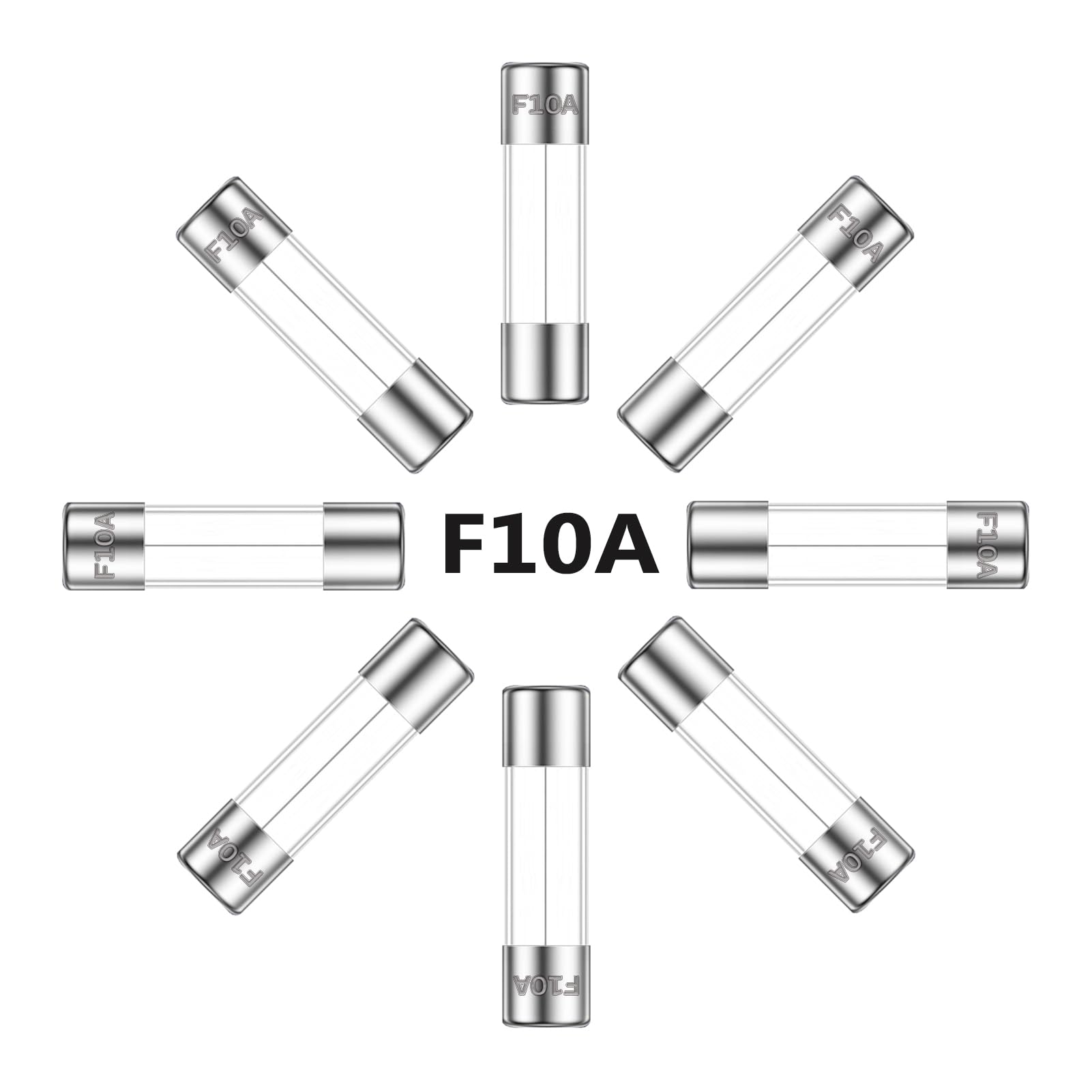 ALLECIN 10A 250V 5x20MM Fast Blow Glass Fuse 10 Amp 250 Volt 0.2 x 0.78 Inch Fast-Acting Tube Fuses F10AL250V (Pack of 30Pcs)