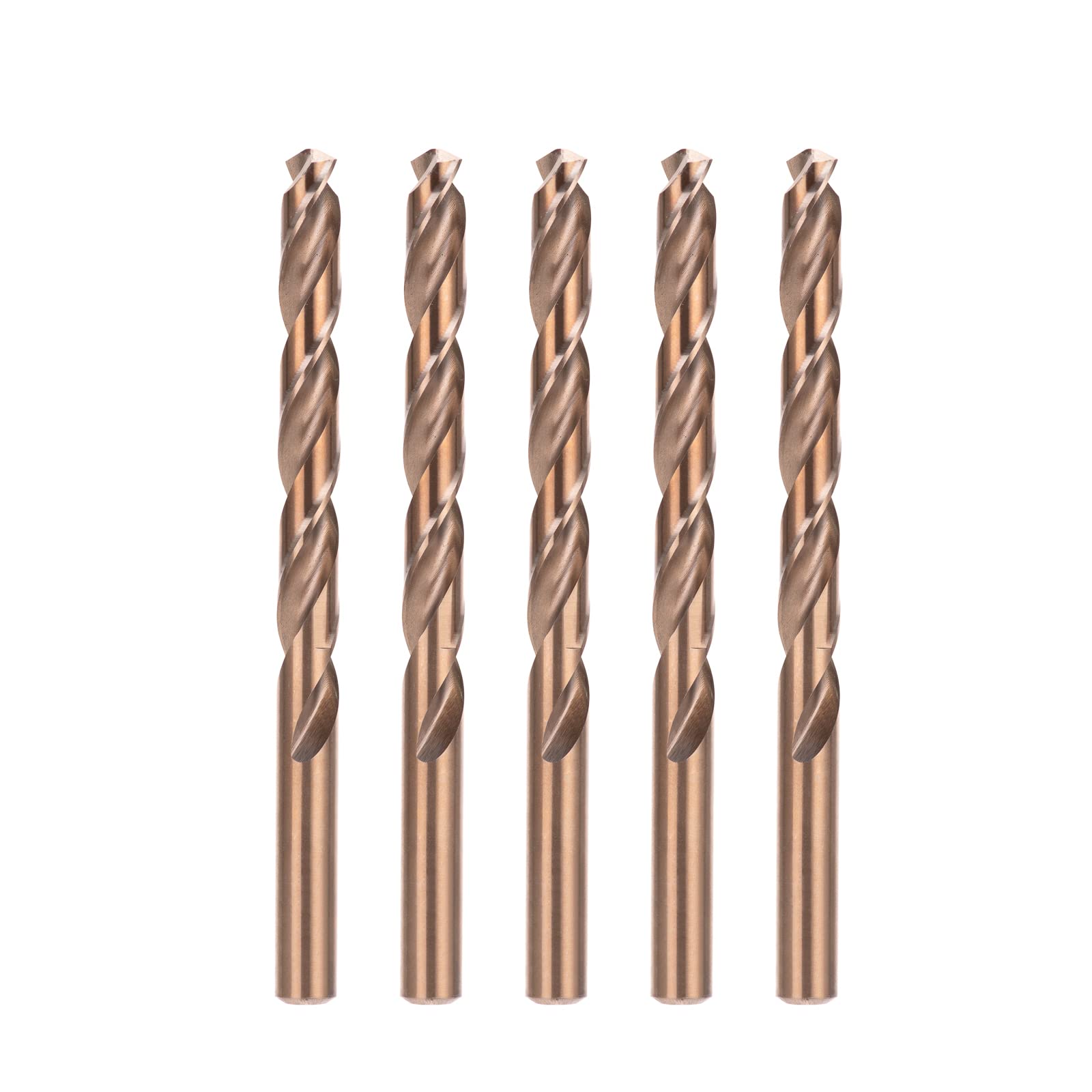 BECOLLO 21/64 Inch Cobalt Drill Bit Set, M35 Jobber Length Twist Drill Bits,Suitable for Drilling in Hard Metal, Stainless Steel, Cast Iron,5 Pieces