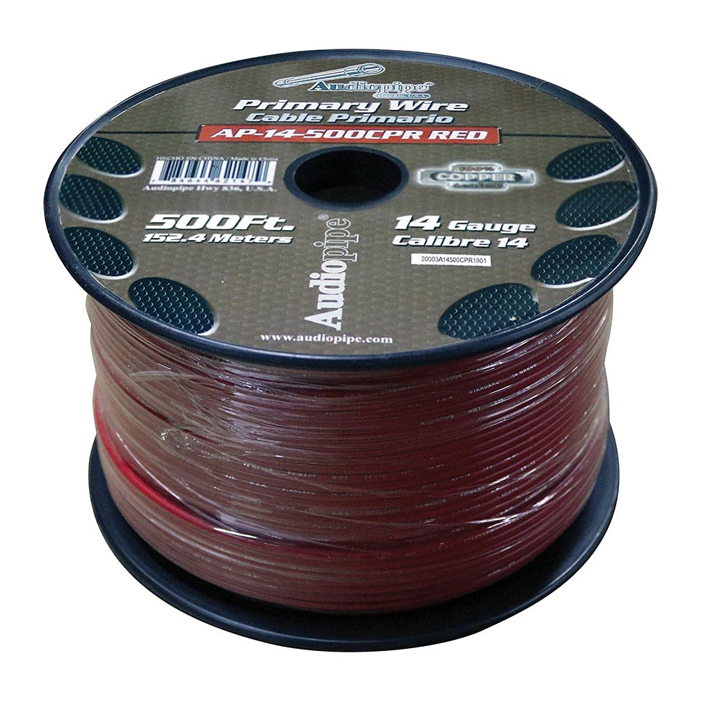 Audiopipe AP14500CPRRED 100% Copper Series Primary Wire 14 Gauge 500'