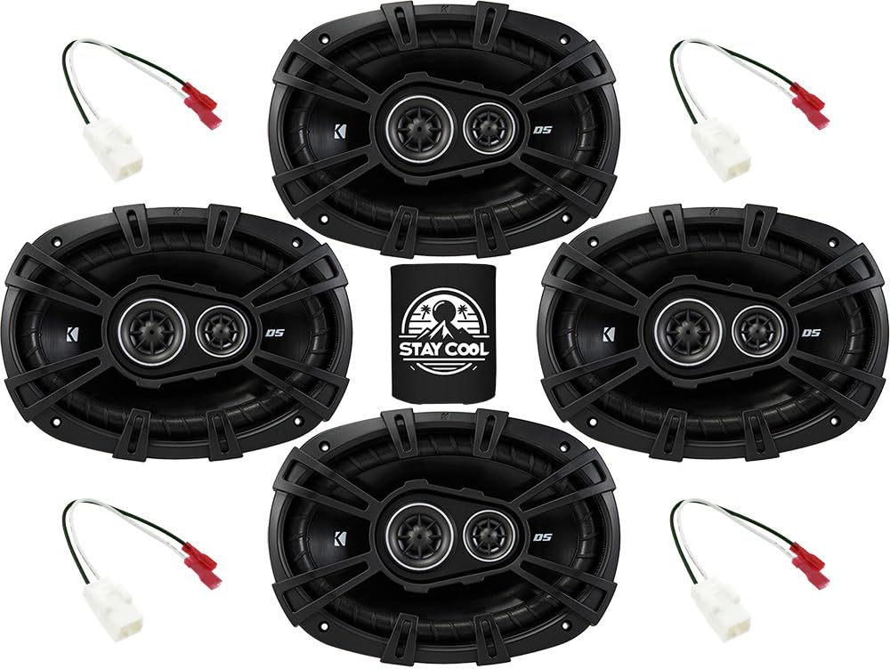 KICKER Front and Rear Door 6x9 Speakers Kit for RAM 1500/2500/3500 2013-23 Upgrade Kit - 2 Pairs of DS Series 6x9 Inch 3-Way Speakers with Harnesses - DSC6930, 43DSC69304