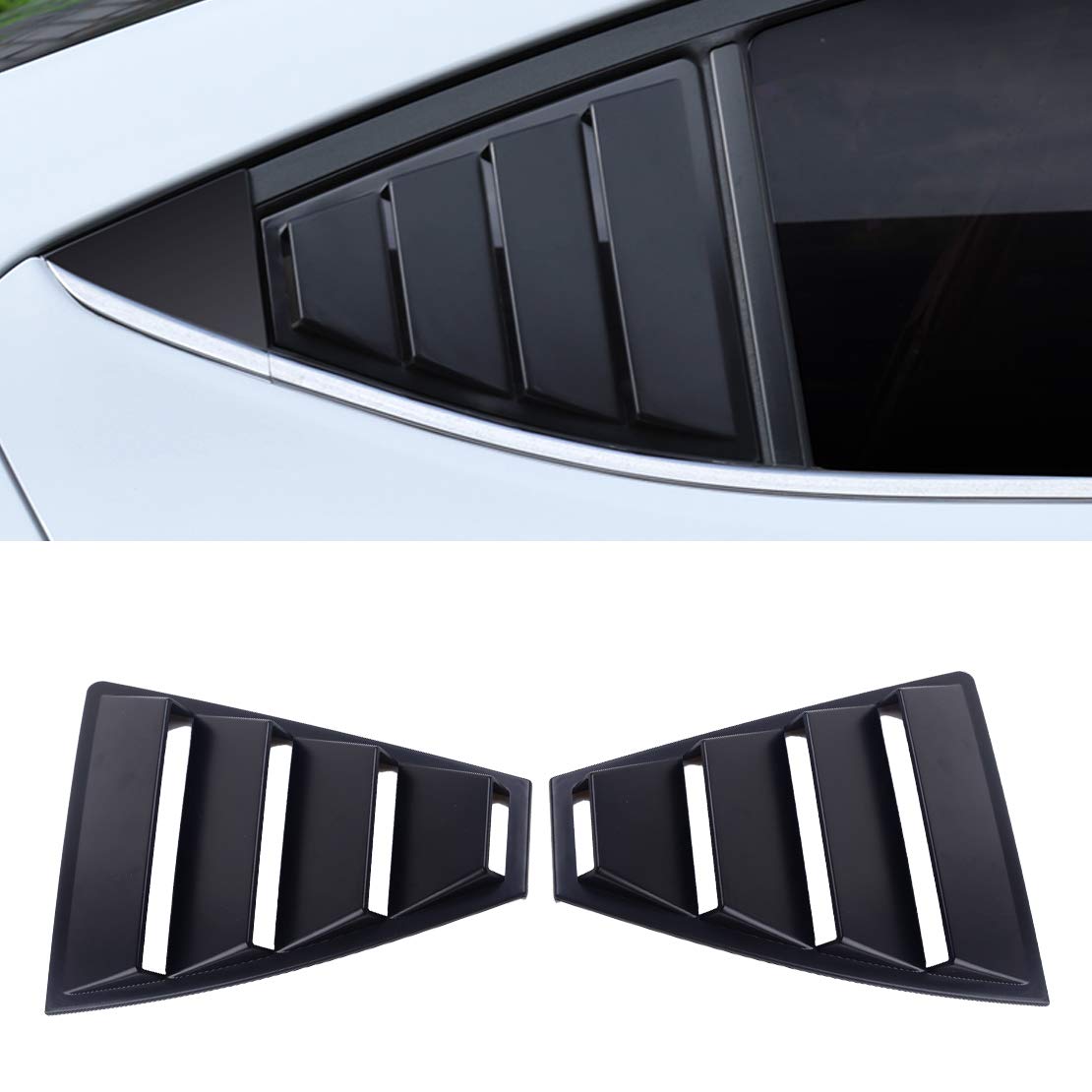 Winiory for Hyundai Elantra 2017-2019 Car Rear Window Louver Air Vent Scoop Shades Cover Trim 2PCS/Set Matte Black