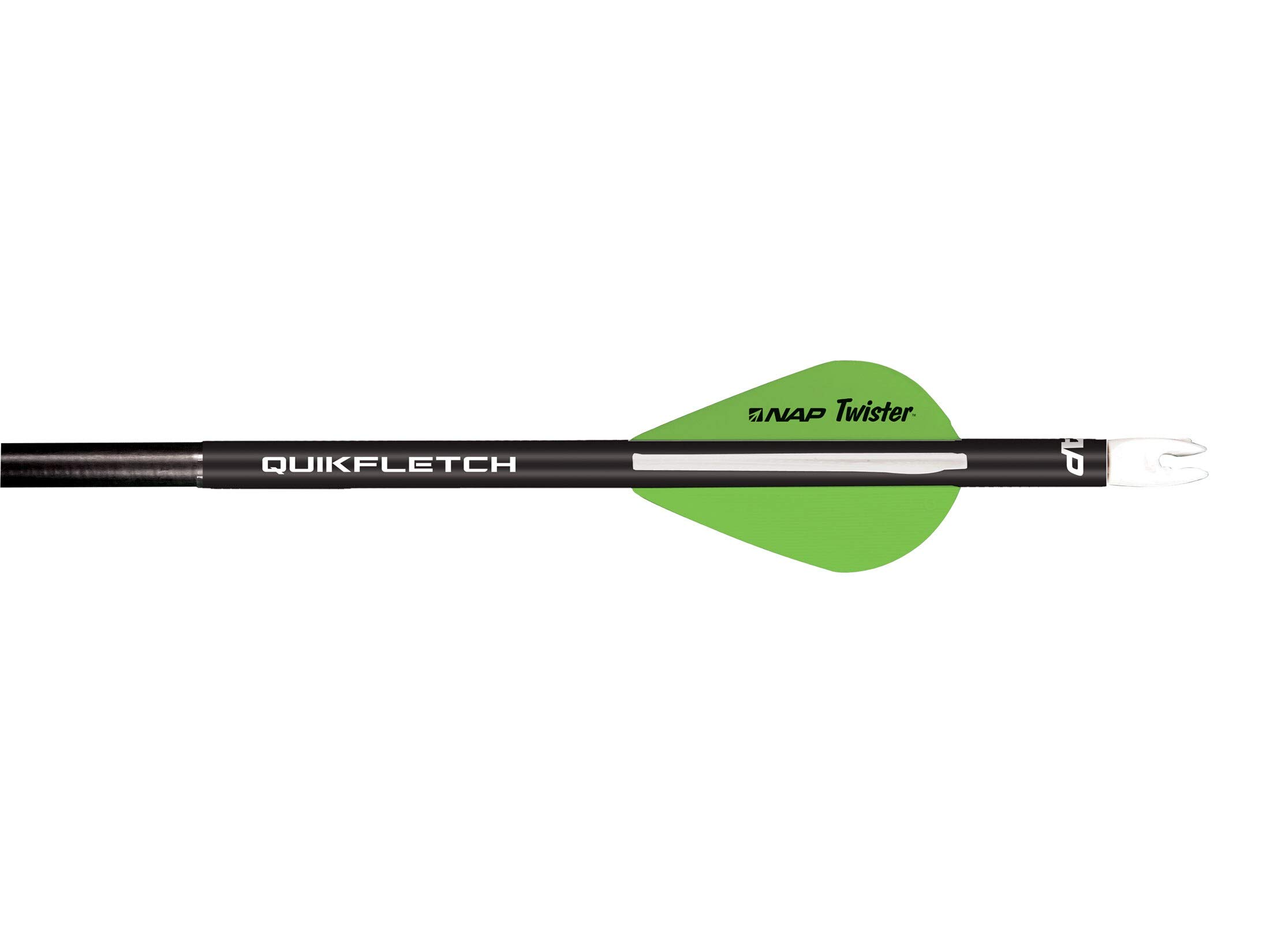 Nap NAP60761 Quikfletch Twister 2" Fletch w/Black Tube, White/Green/Green (6pc)