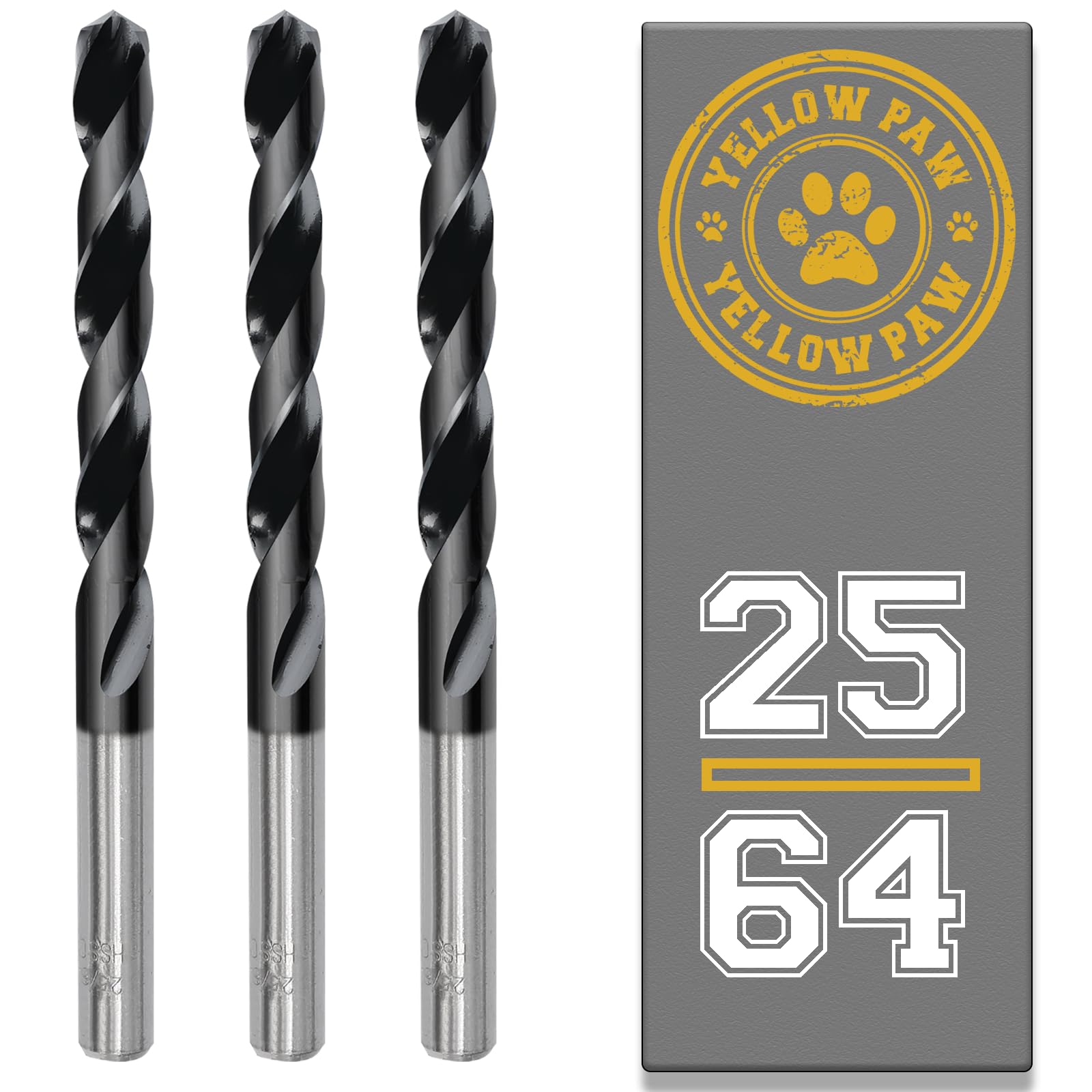 25/64 Inch Drill Bit (3 Pack) Industrial Grade M35 Cobalt Titanium Aluminum Nitrite - 25/64" Diameter & Total Length of 5" with Working Length of 3-1/4" Easily Drill Into Metal, Steel, & Aluminum