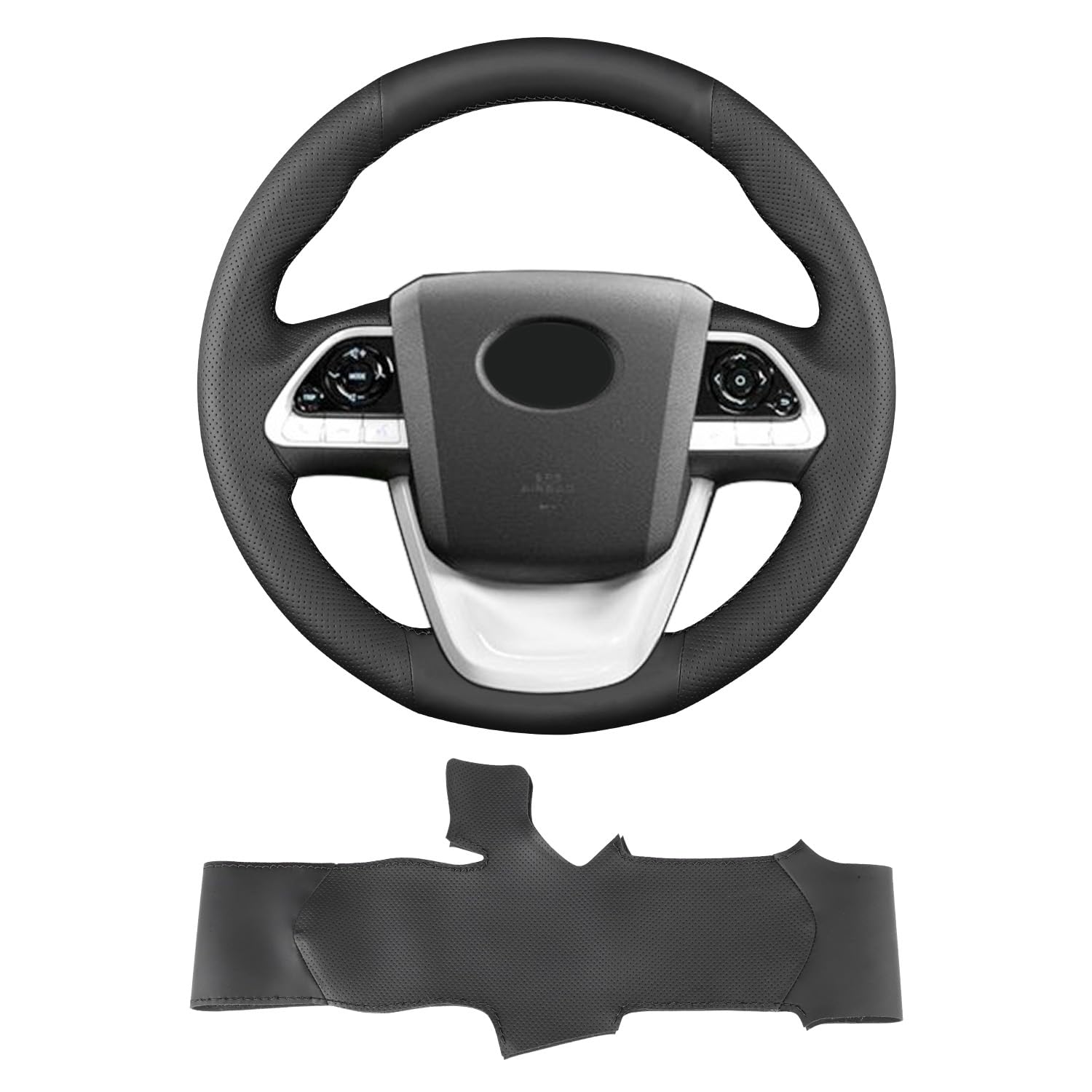 Yeolpise Hand-Stitch Steering Wheel Cover,Fit for Toyota Prius 2016 2019/Prius Prime 2017/Prius Plug-in Hybrid 2017/Mirai 2016,Non-Slip Breathable Microfiber Leather Steering Wheel Cover on Wrap