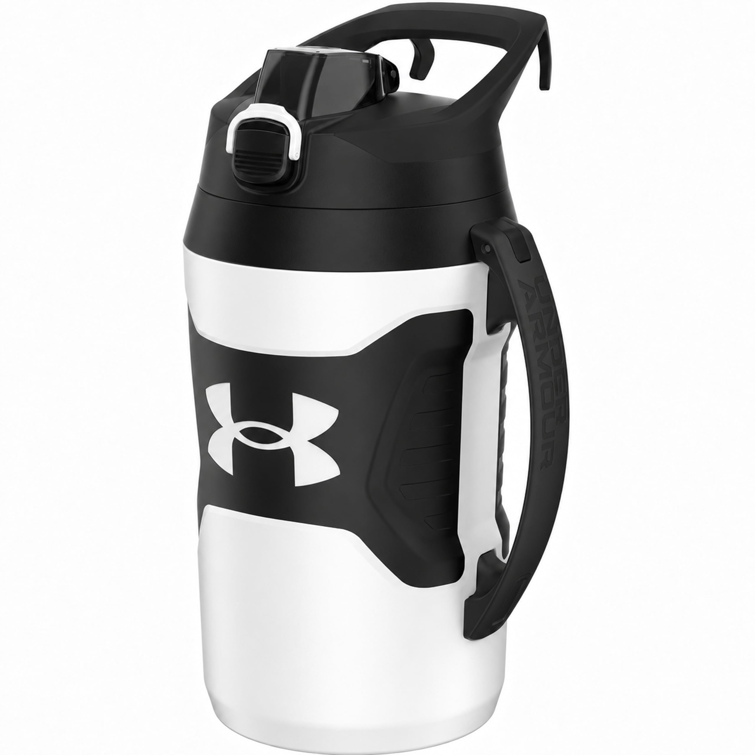 Under Armour Insulated Water Bottle with Handle & Fence Hook, Half Gallon Sports Water Jug, Leak-Resistant & BPA-Free for Baseball, Football & Gym - White/Black, 64oz