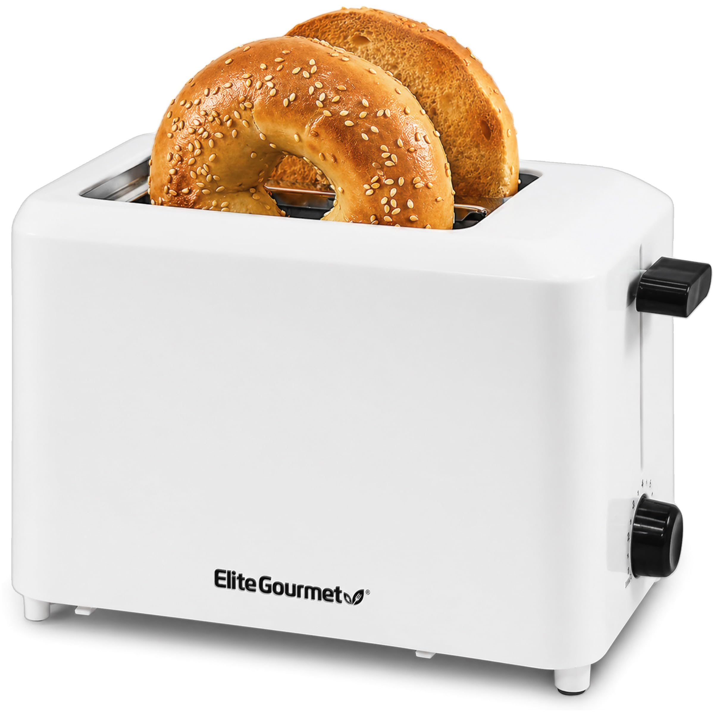 Elite Gourmet ECT-1027 Cool Touch Toaster, 7 Toast Settings Cancel Functions, Slide Out Crumb Tray, Extra Wide 1.5" Slots for Bagels Waffles Specialty Breads, Puff Pastry, Snacks, White