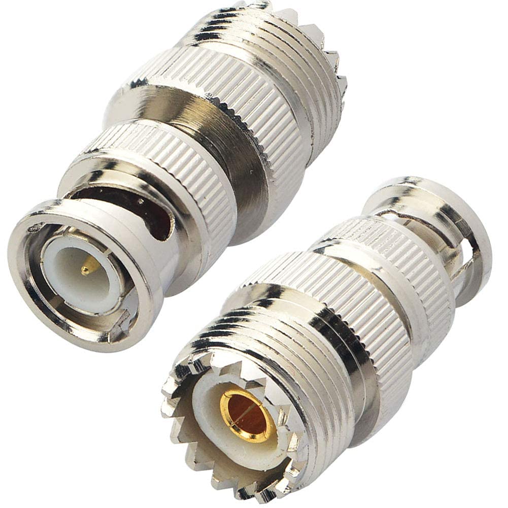 Boobrie 2pcs BNC UHF RF Coaxial Coax Adapter SO239 UHF Female to BNC Male Connector Low Loss Ham Radio Coax Adapter for RF Antennas/Wireless LAN Devices/Coaxial Cable/Wi-Fi Radios