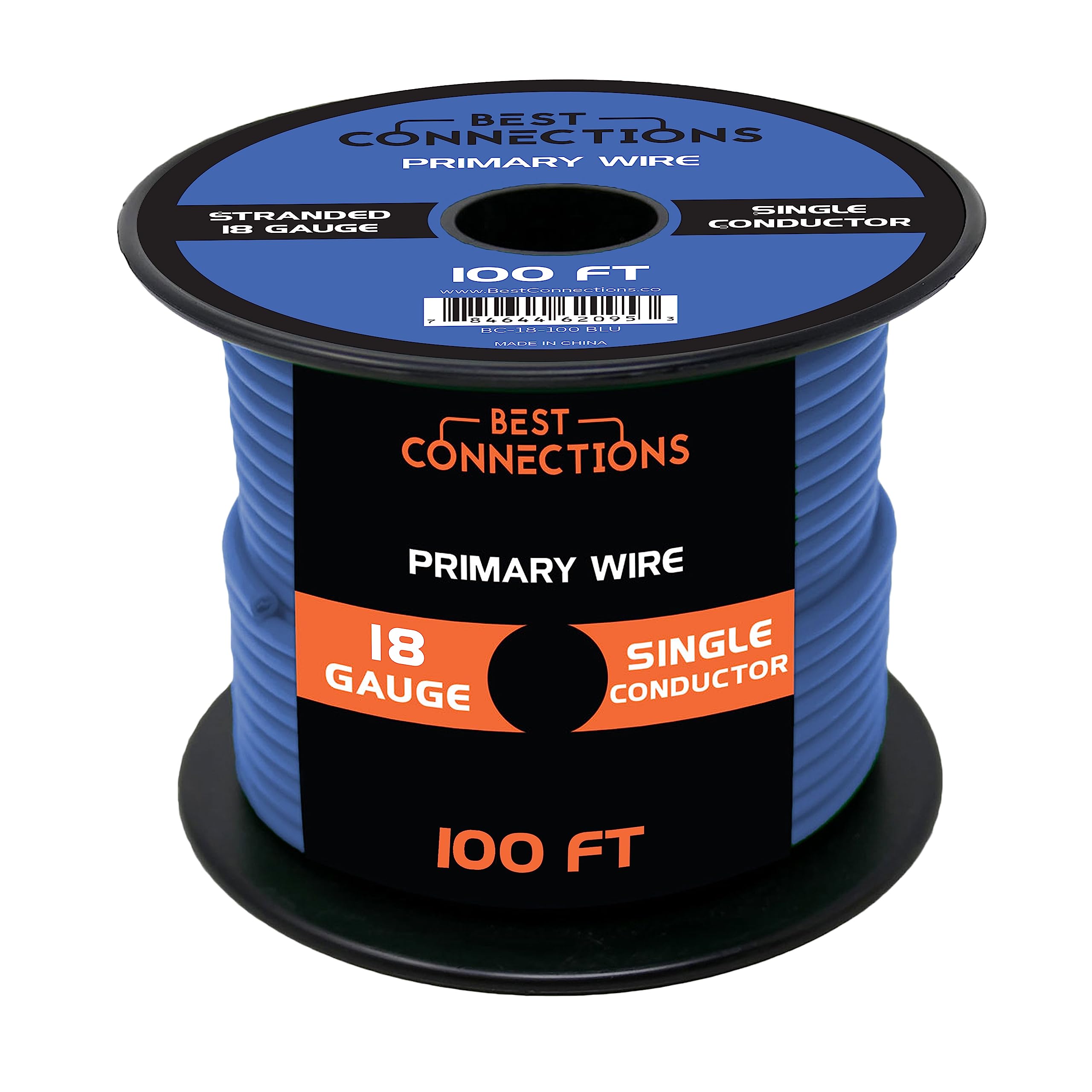 BEST CONNECTIONS Automotive Primary Wire - 100ft (Various Color Options) | Ideal for Trailer, Speaker, and Lighting Circuits | Durable Primary/Remote, Power/Ground Electrical Wiring (18 Guage, Blue)
