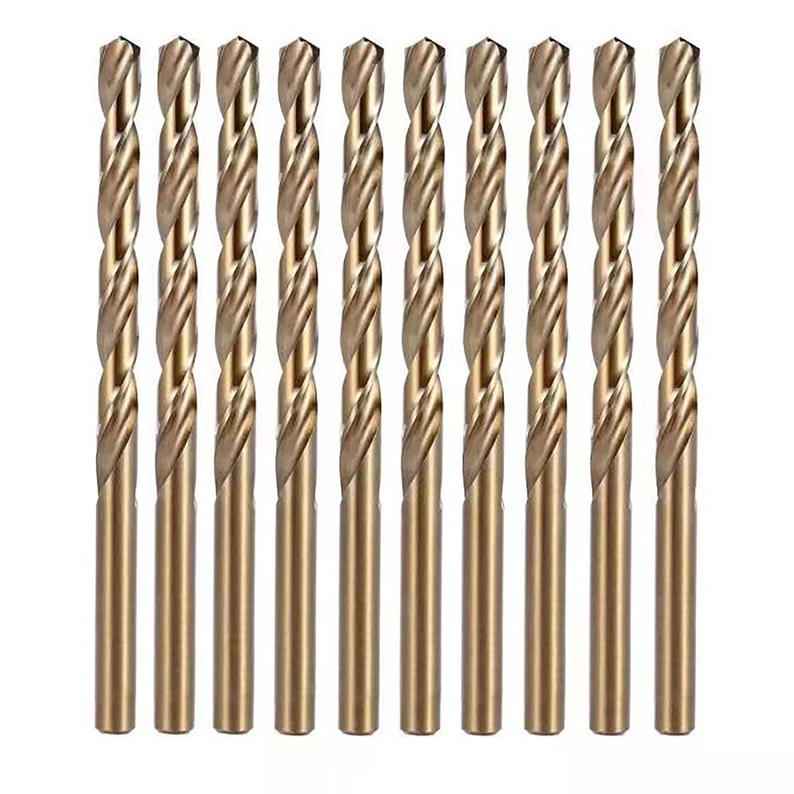 BECOLLO 13/64 Inch Cobalt Drill Bit Set, M35 Jobber Length Twist Drill Bits,Suitable for Drilling in Hard Metal, Stainless Steel, Cast Iron,10 Pieces