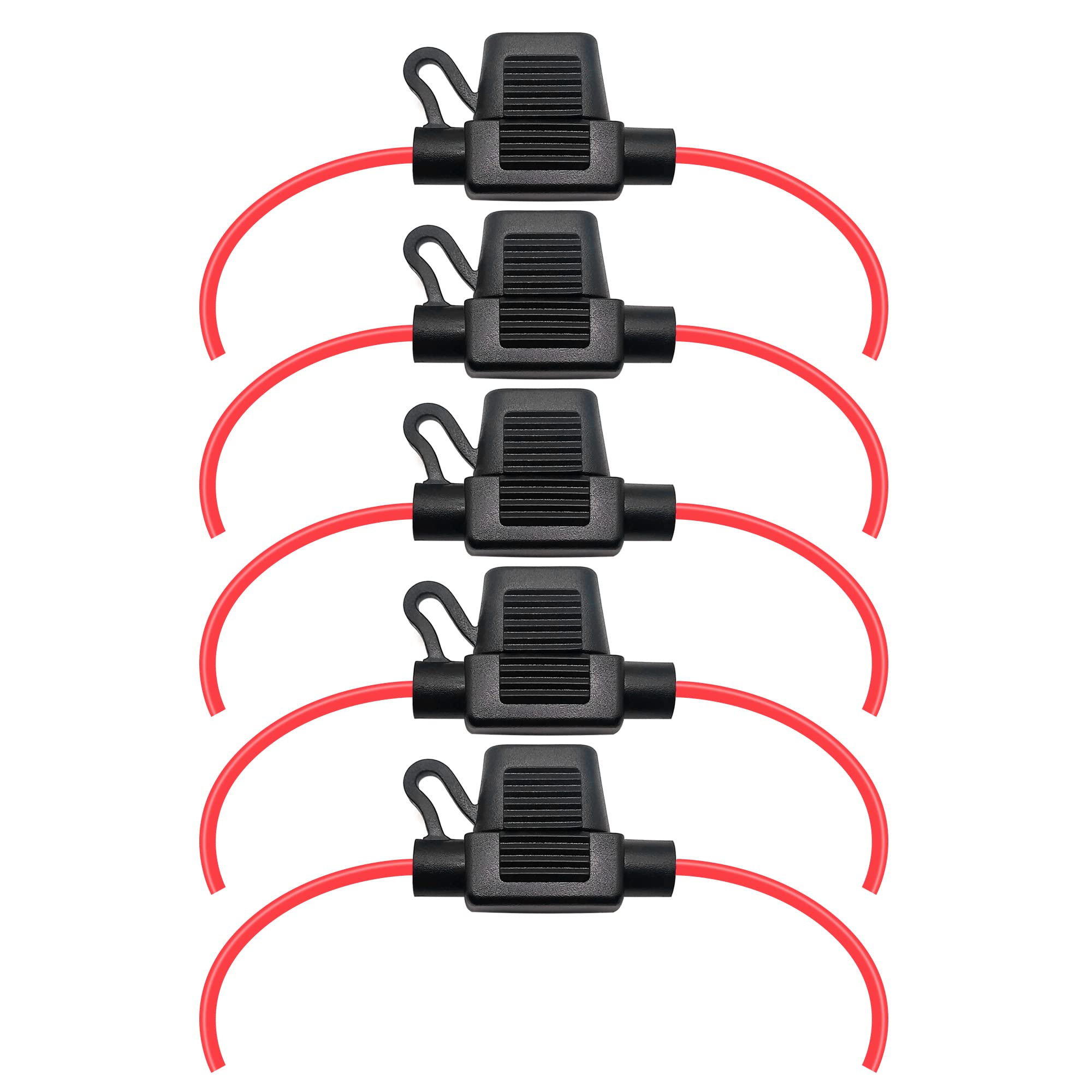 VANTRONIK Waterproof MINI Inline Fuse Holder with 18 Gauge AWG Wire 12 Inches Long, Fit for Small Blade Fuse in Vehicle Automotive Car Boat Tractor, 5 Pack
