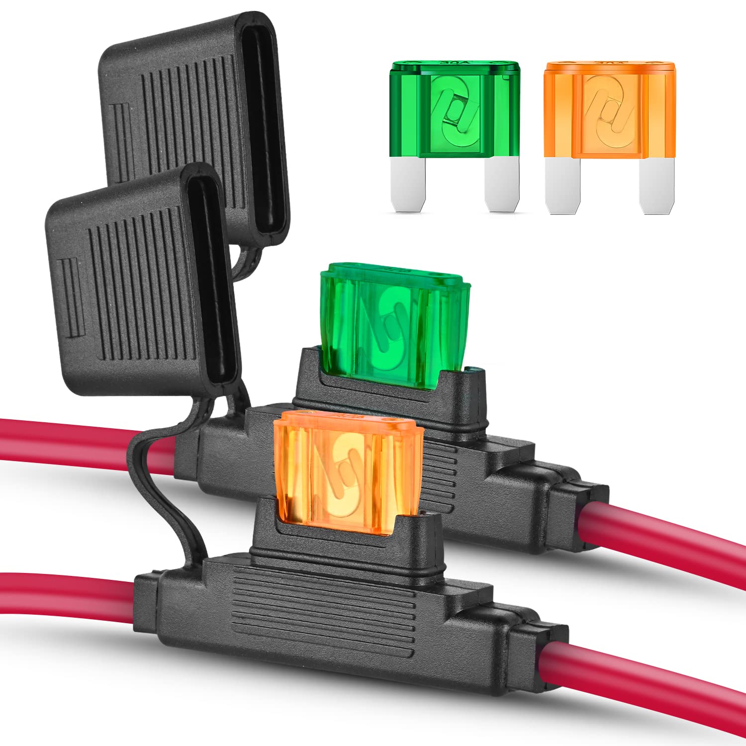 Nilight 2PCS Inline Maxi Fuses Holder 10 AWG 4PCS 30A 40A Maxi APX Fuse