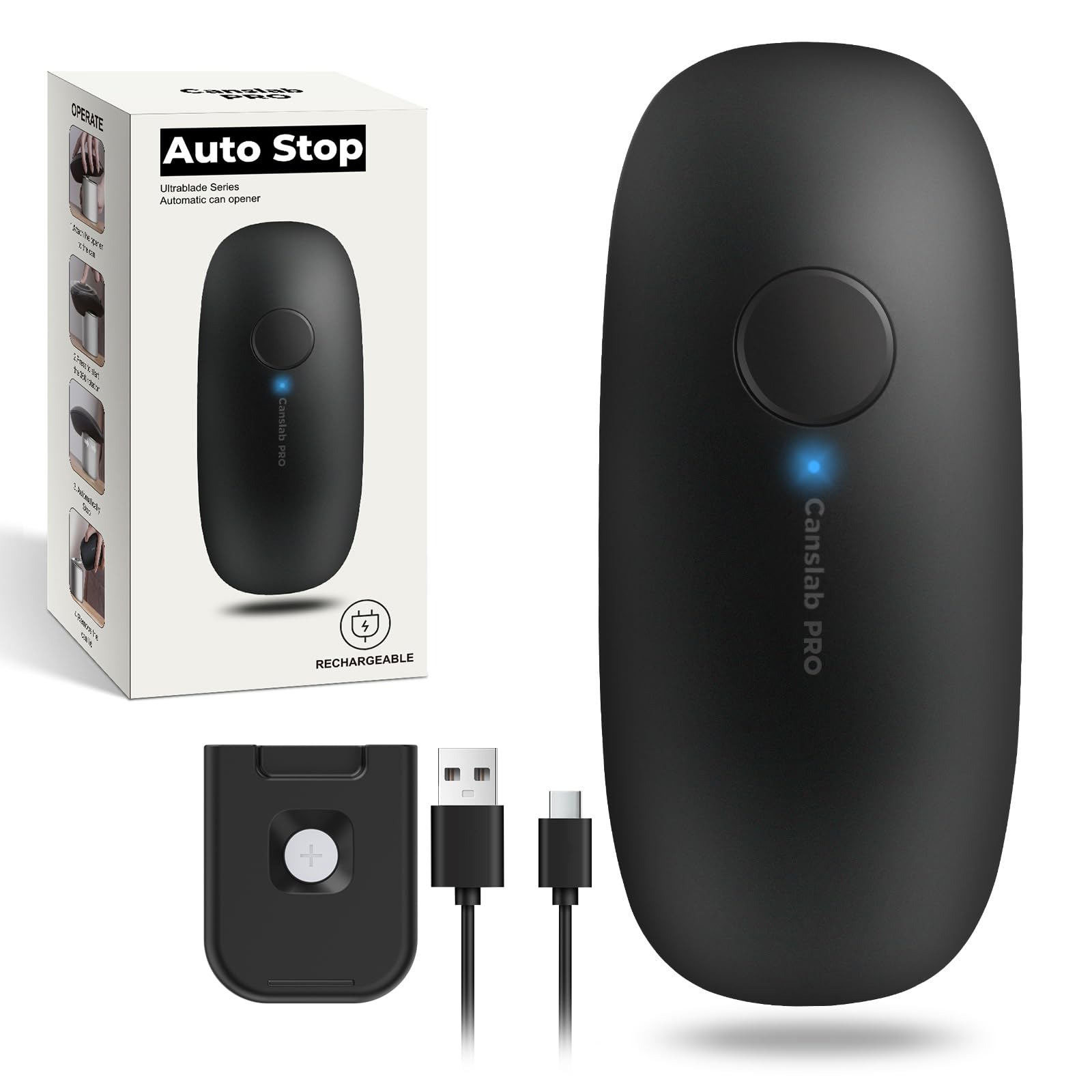 Canslab Ultrablade PRO Electric Can Opener,USB Rechargeable,Smart Auto Stop