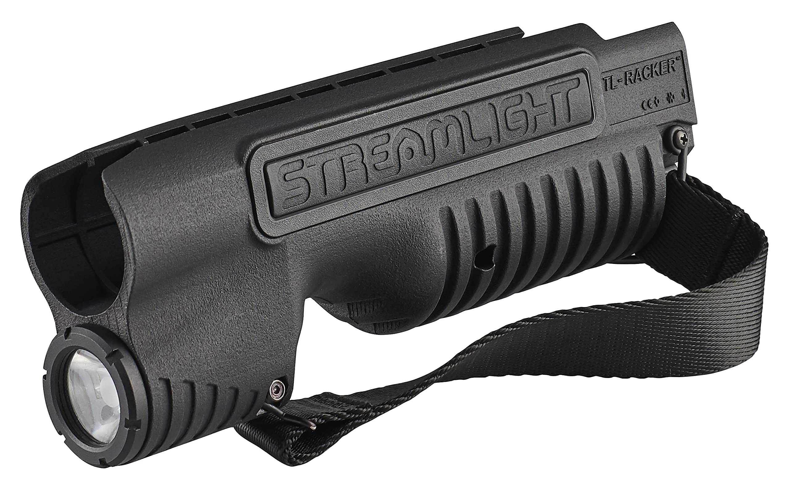 Streamlight 69602 TL-Racker 1,000 Lumen 20,000-Candela Tactical Integrated Forend Weapon Light with Ambidextrous Controls for Select Mossberg 590 Shockwave Models with Strap, Black