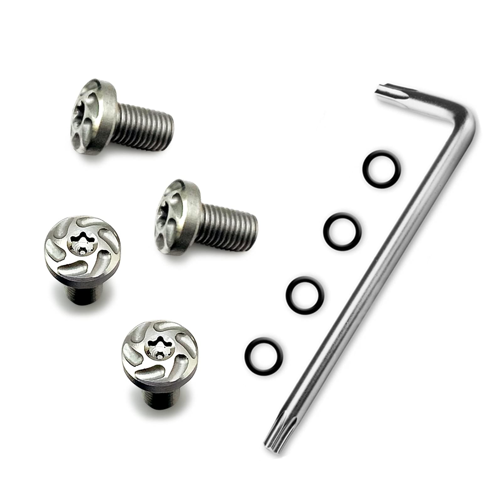 1911 Grip Screws, 4 O Rings, T10 Torx Key, Fancy Silver 1911 Screws