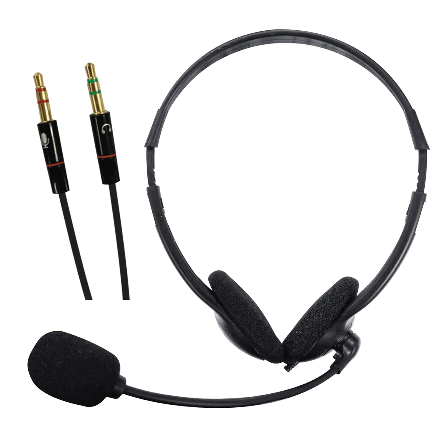 Maxell 199317 Stereo Headphones w/Boom Microphone and PC Adapter