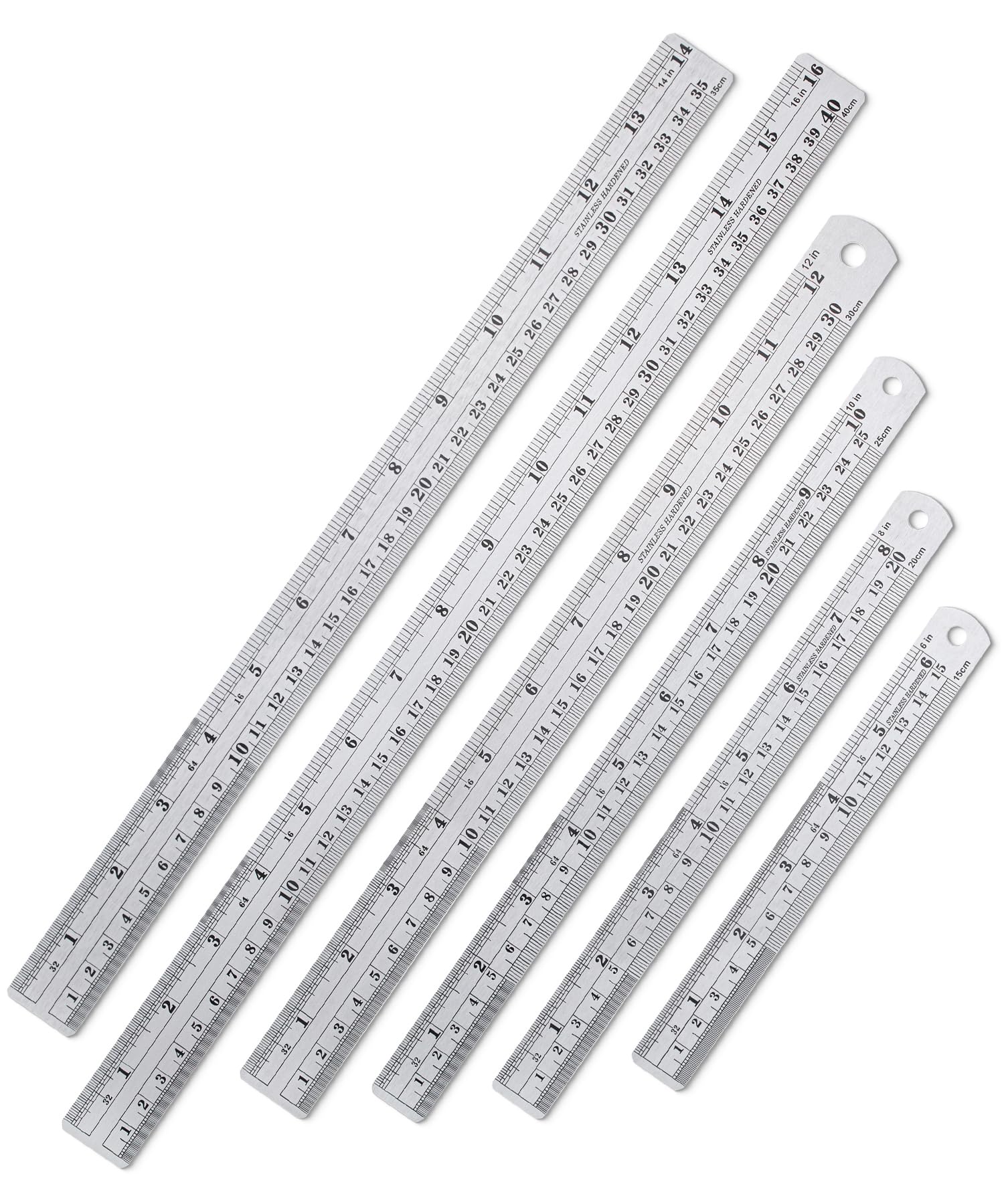 Mr. Pen- Metal Straight Edge Ruler, 6 pcs, 6", 8", 10", 12", 14", 16"