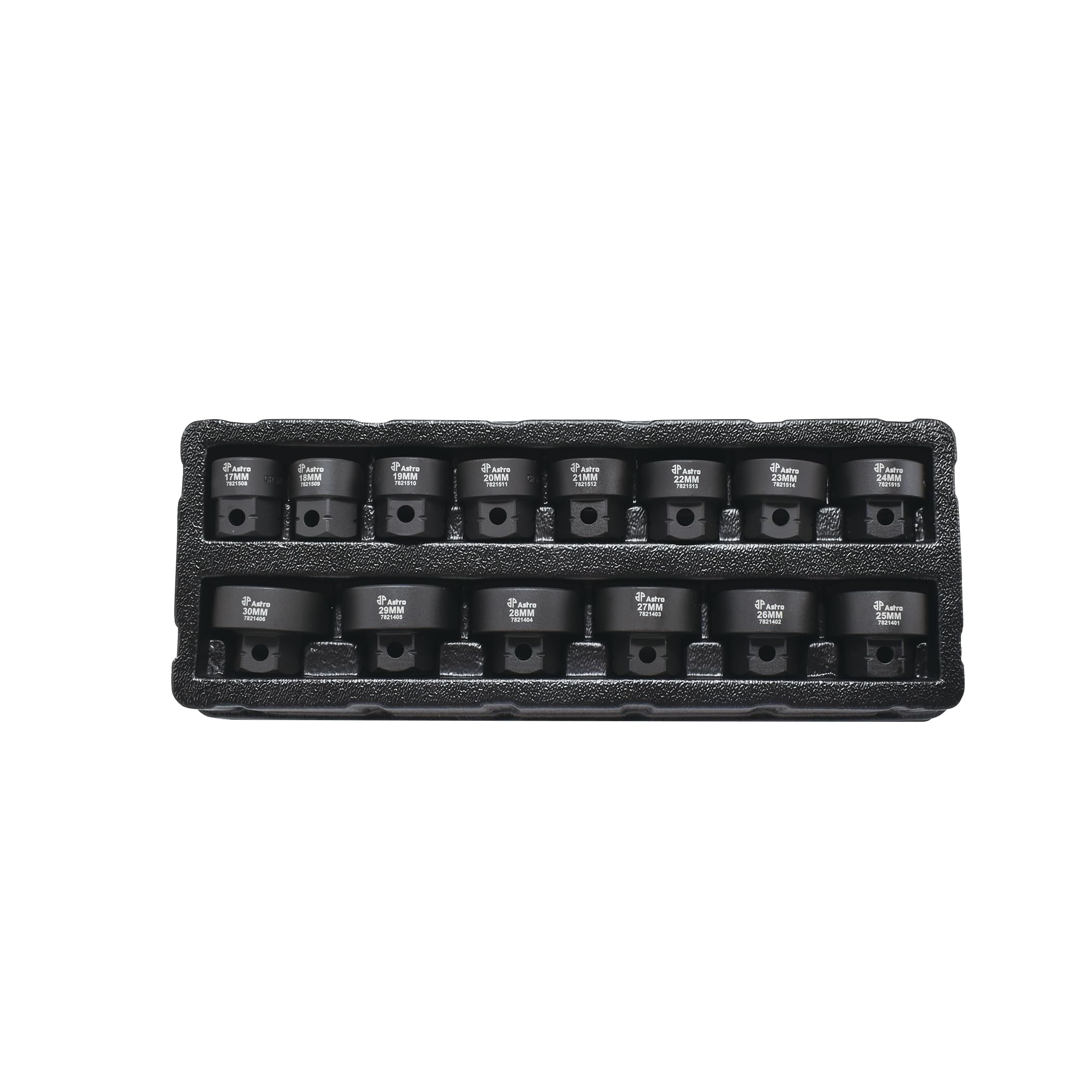 Astro Tools 78214 14pc 1/2" Drive 17-30mm Low Profile Nano Impact Socket Set - No Skips