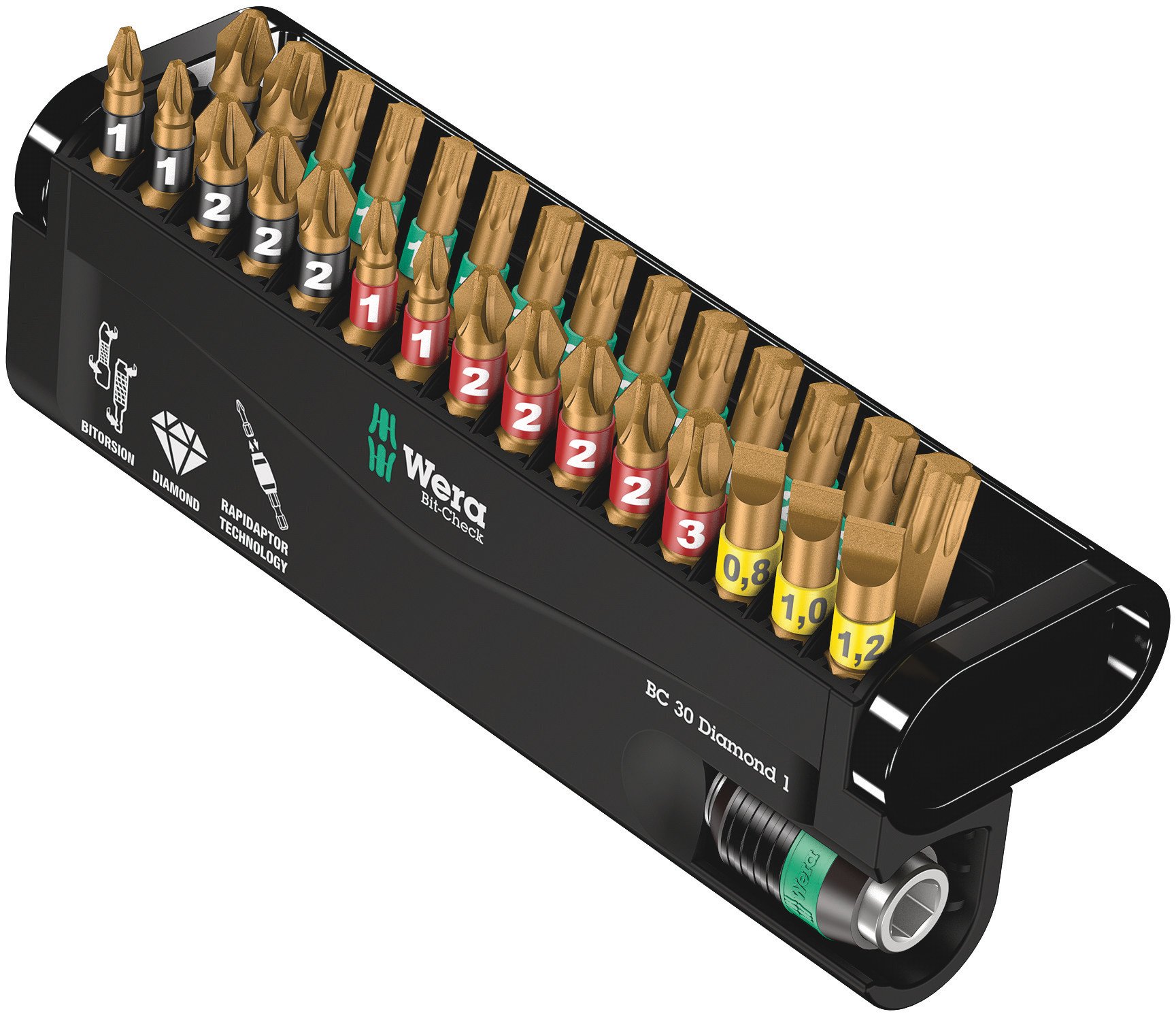 Wera 05057431001 Bit-Check 30 Diamond Coated Tips (30-Piece Set)