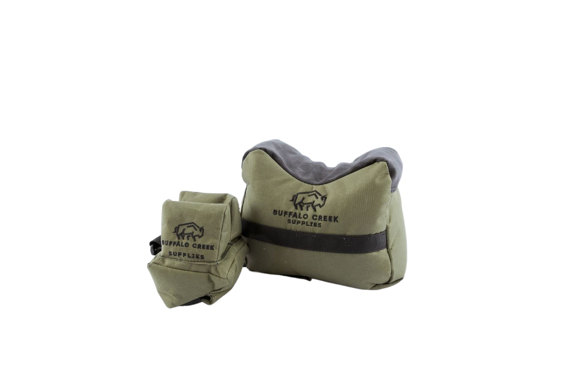 Buffalo Creek Supplies All Weather Durable Front and Rear Shooting Bag Combo, for Target Sports, Shooting Bench Rest Bag for Hunting & Competition Sports- Unfilled (Olive Drab)