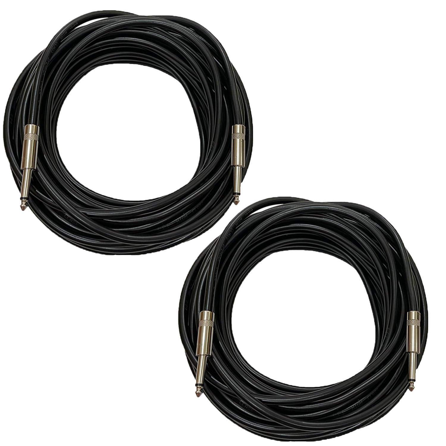 Professional 2-Pack 25 Feet 12 Gauge 1/4" to 1/4" TS Speaker Cables