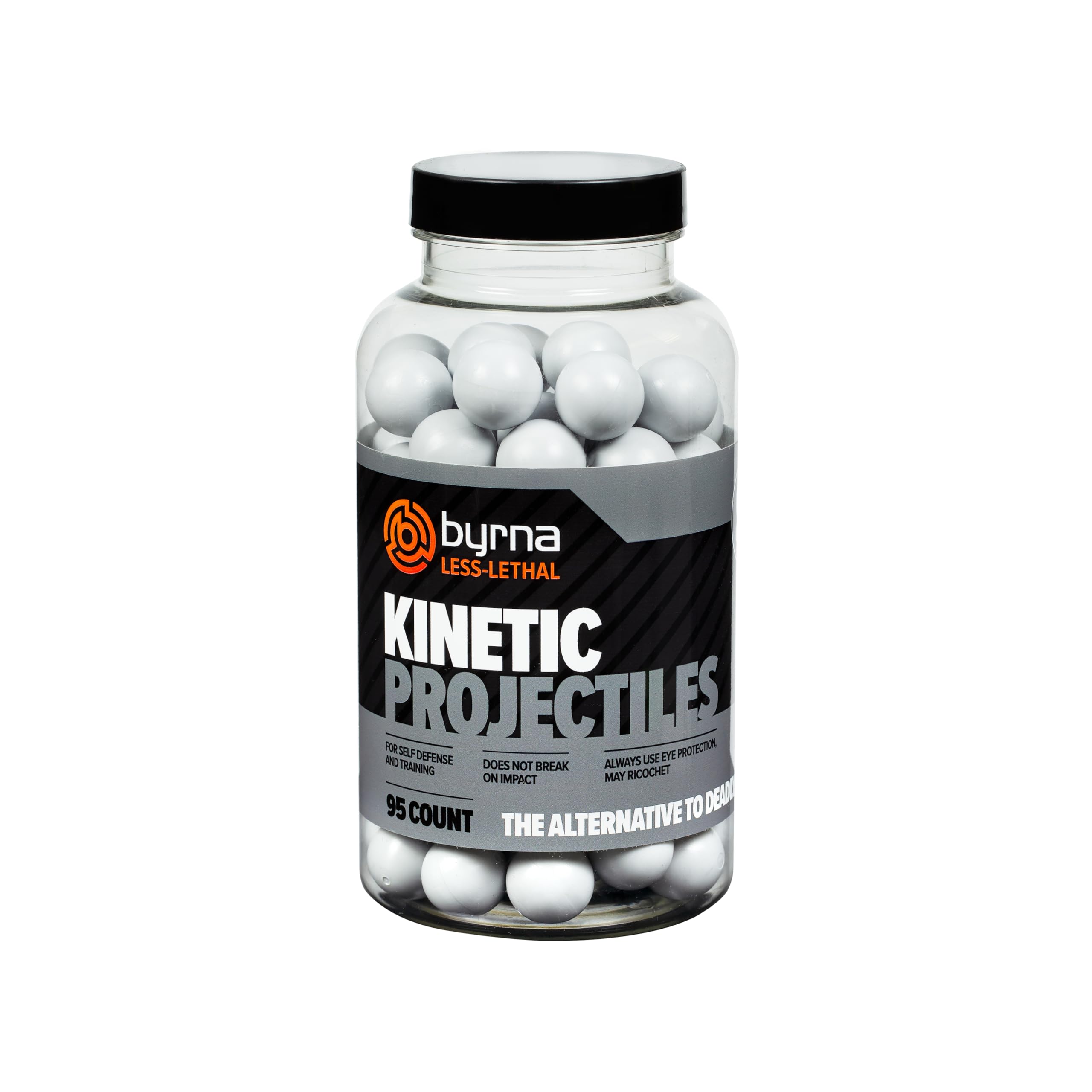 Byrna Kinetic Projectiles - Reusable Hard-Solid Plastic Rounds for Training, Target Practice and Self Defense, 0.68 Caliber - (95 Count) (Light Gray)
